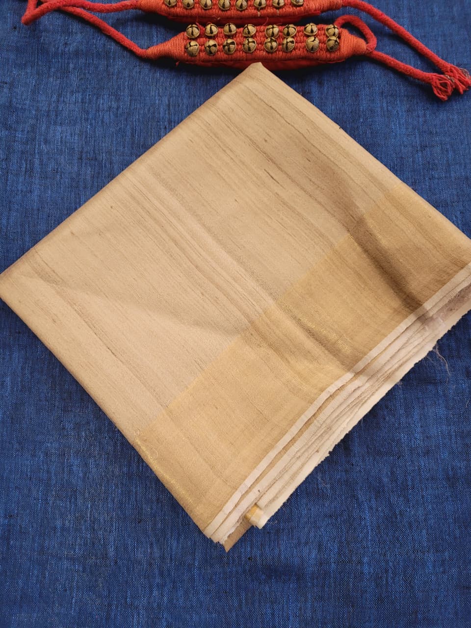 Beige Pure Tussar Saree