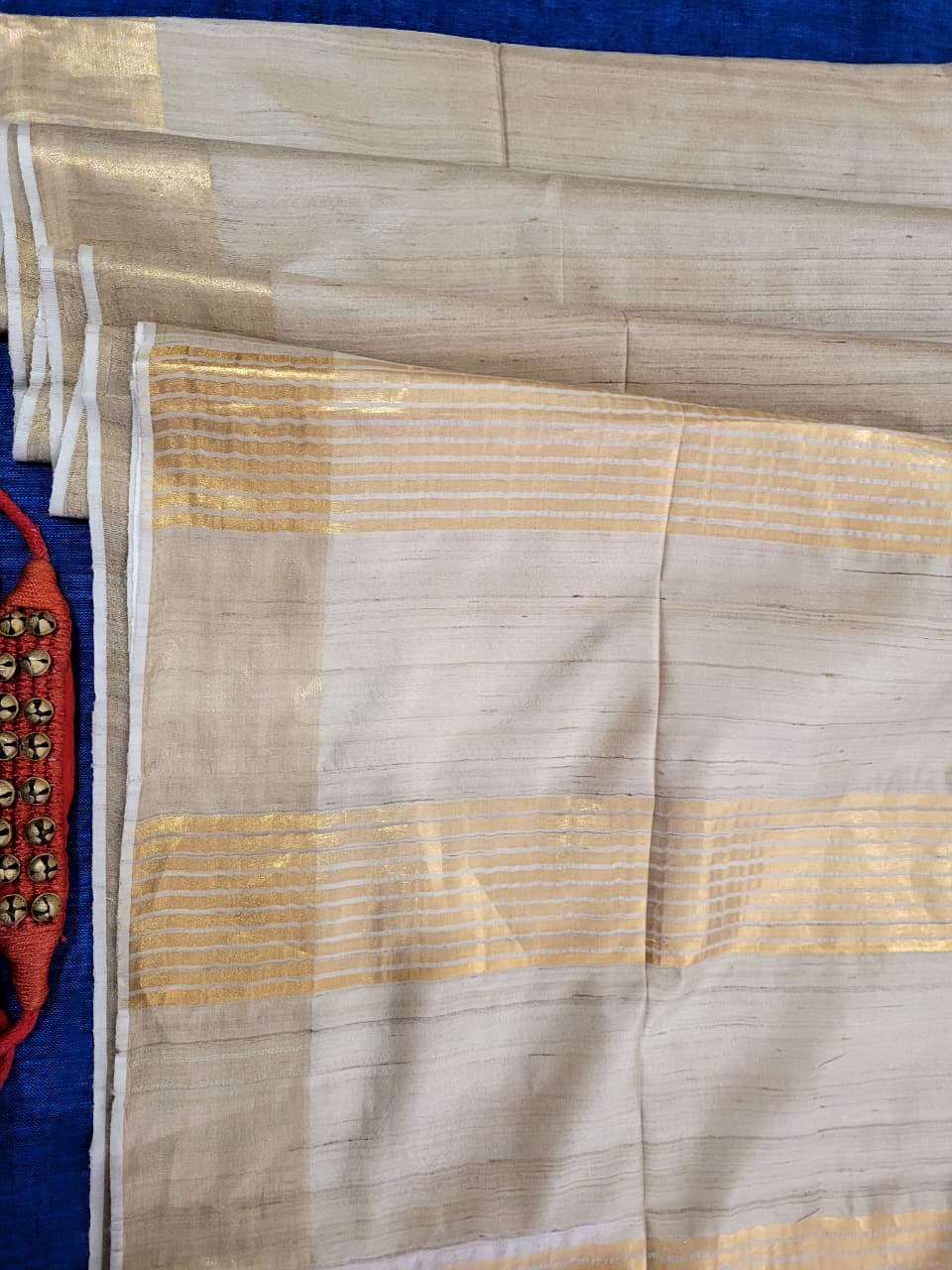 Beige Pure Tussar Saree