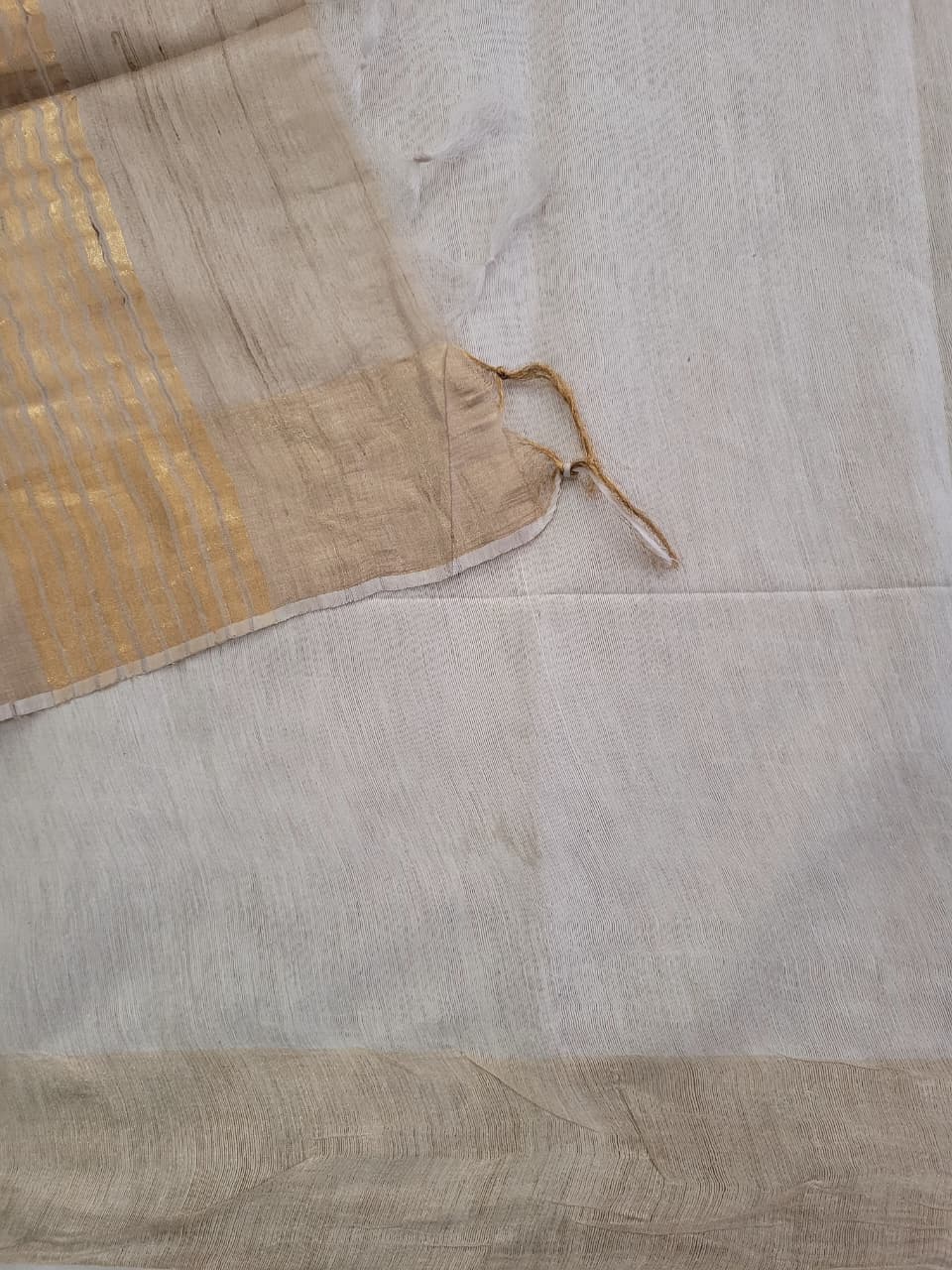 Beige Pure Tussar Saree