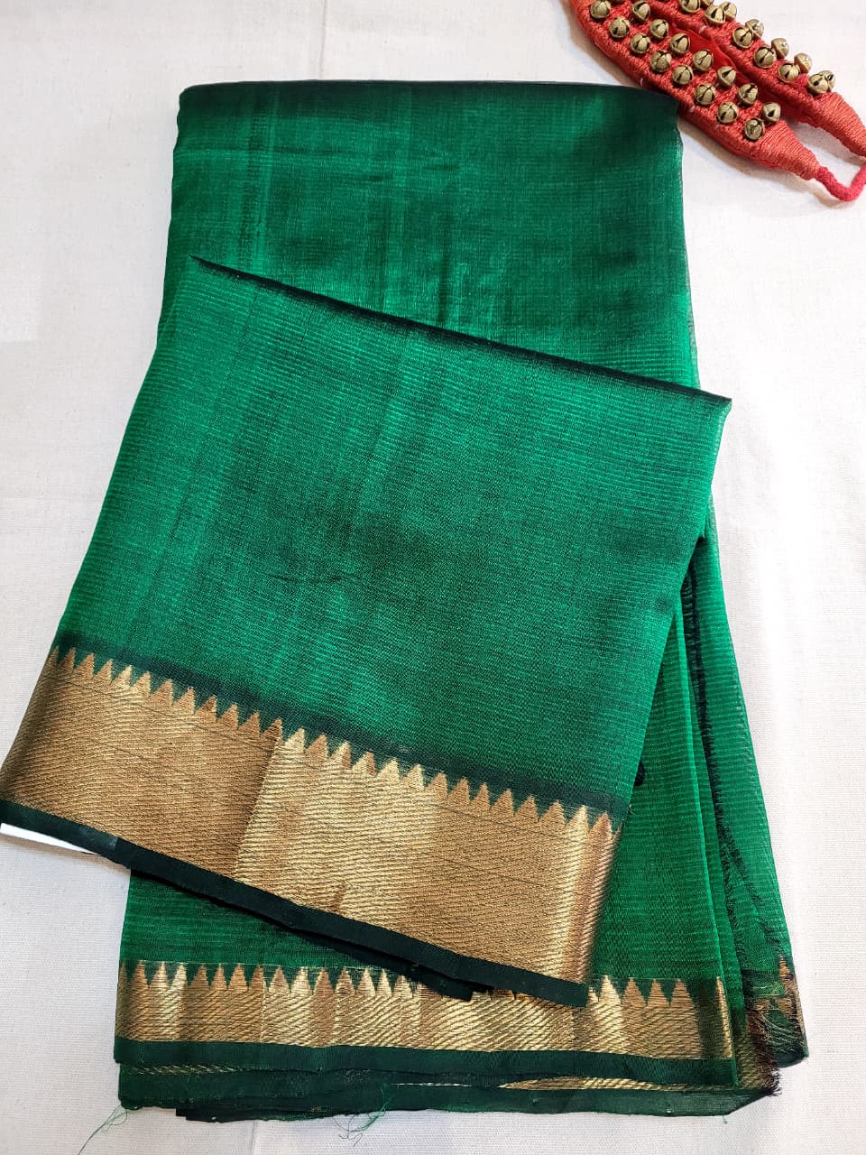 Emerald Maheshwari Silk Saree