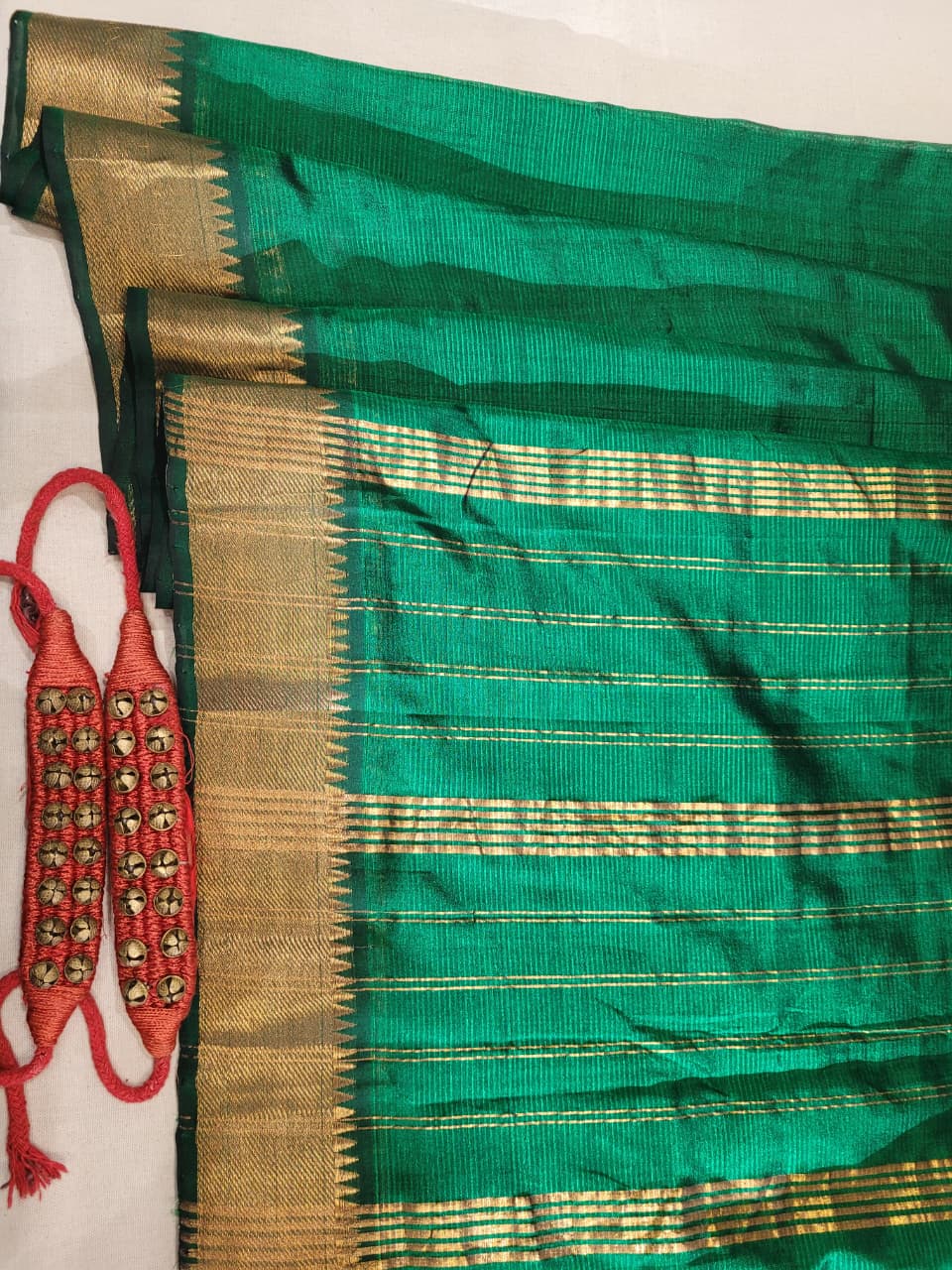 Emerald Maheshwari Silk Saree