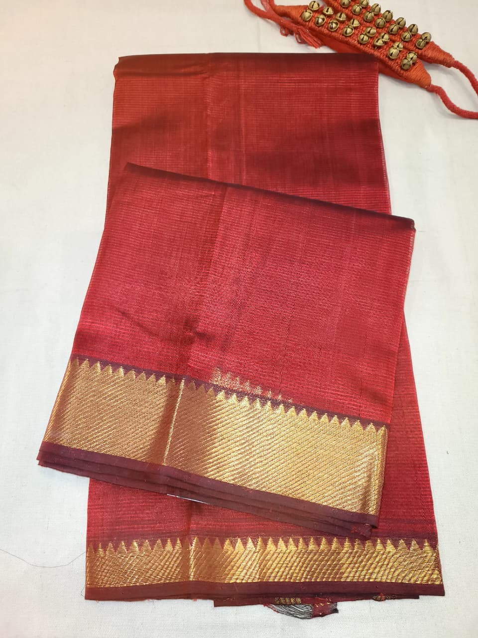 Maroon Maheshwari Silk Saree