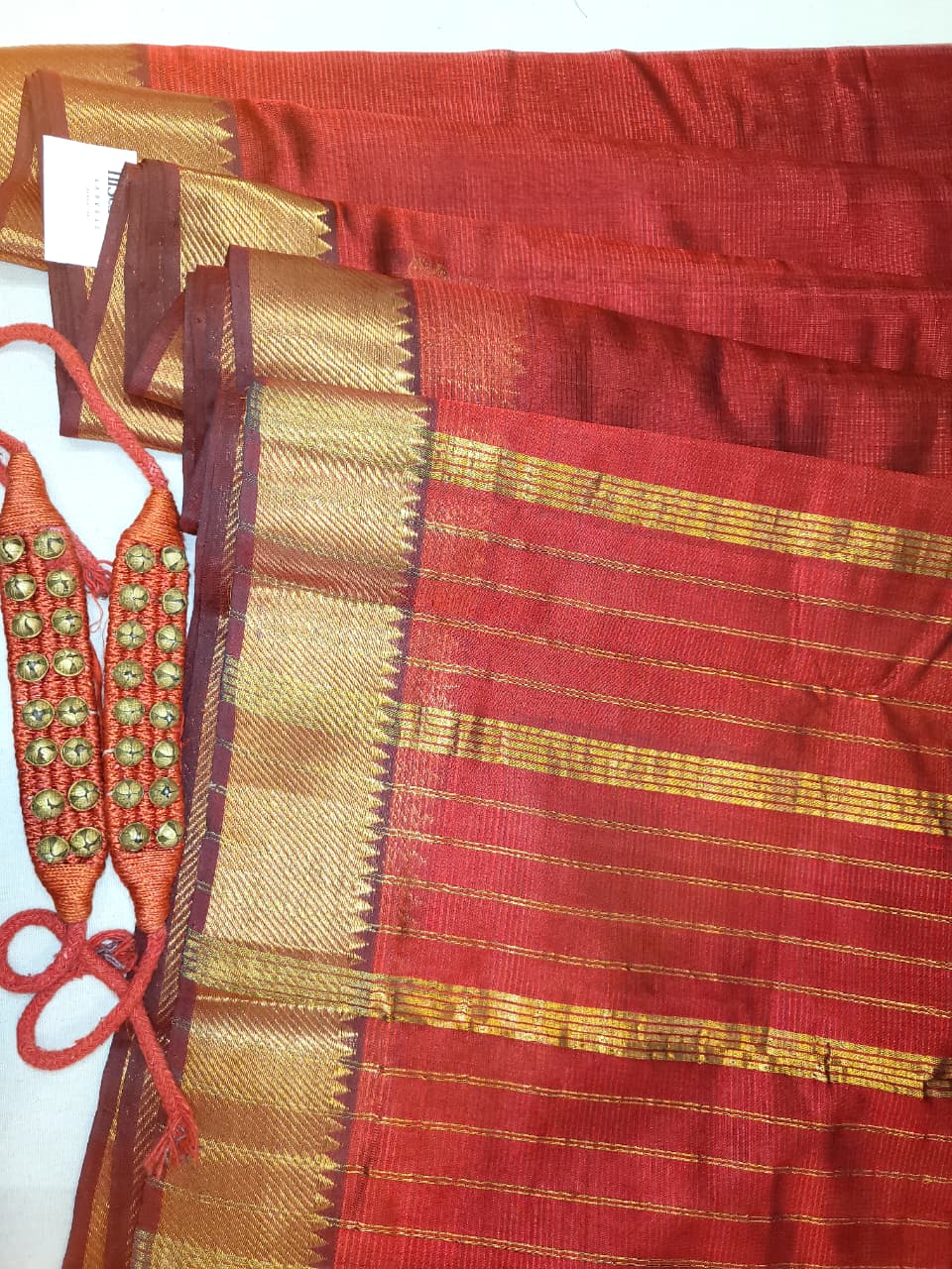 Maroon Maheshwari Silk Saree