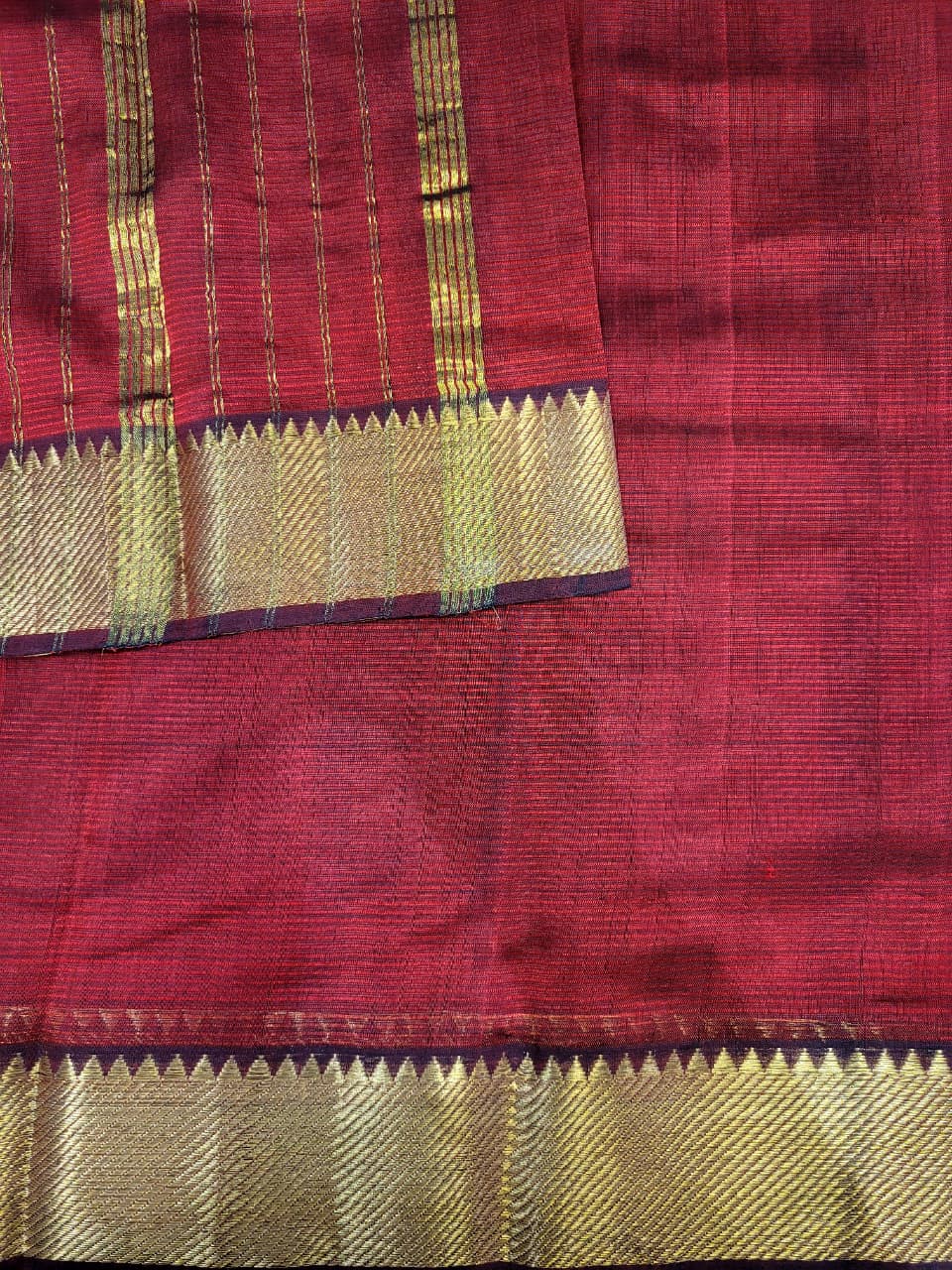 Maroon Maheshwari Silk Saree