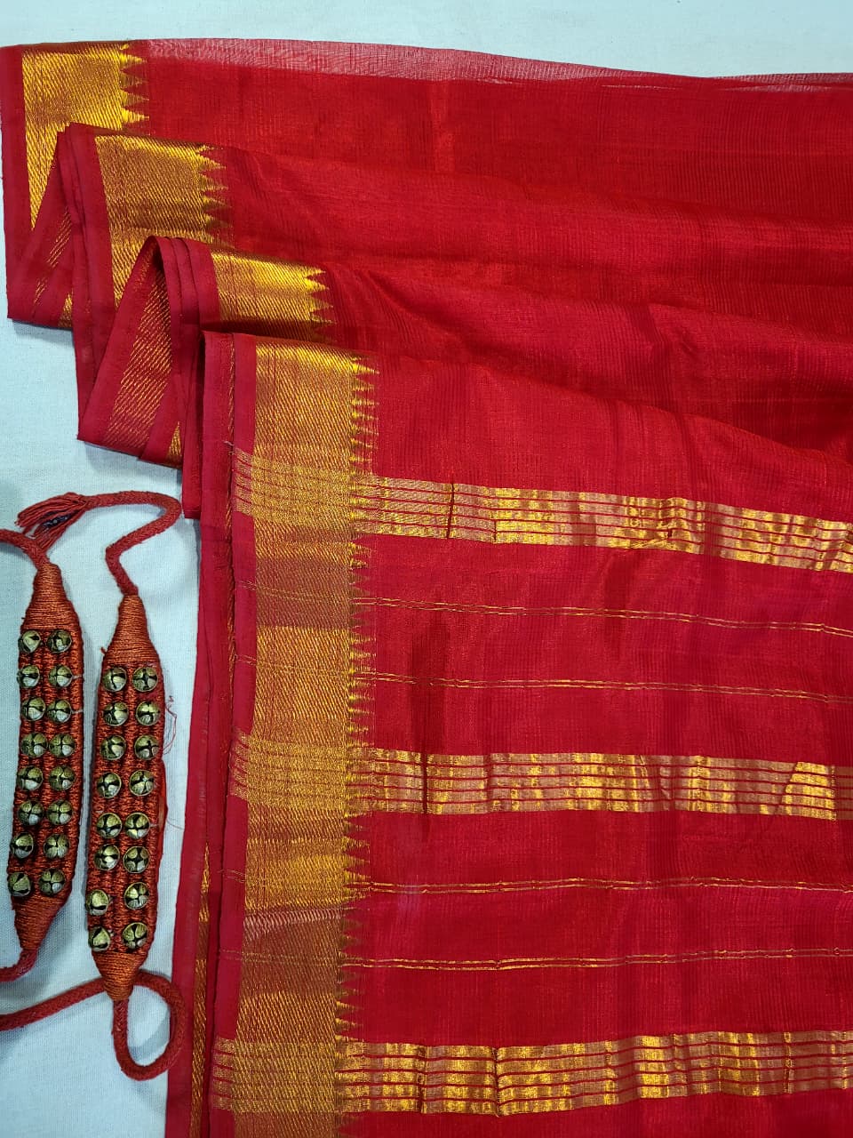 Red Maheshwari Silk Saree