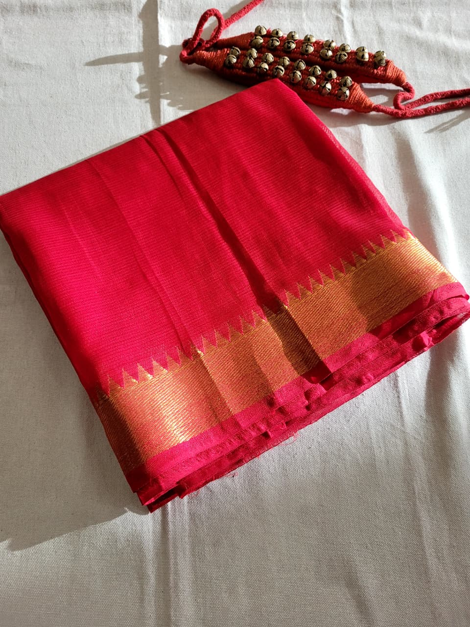 Red Maheshwari Silk Saree