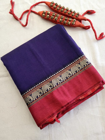 Navy Narayanpet Cotton Saree