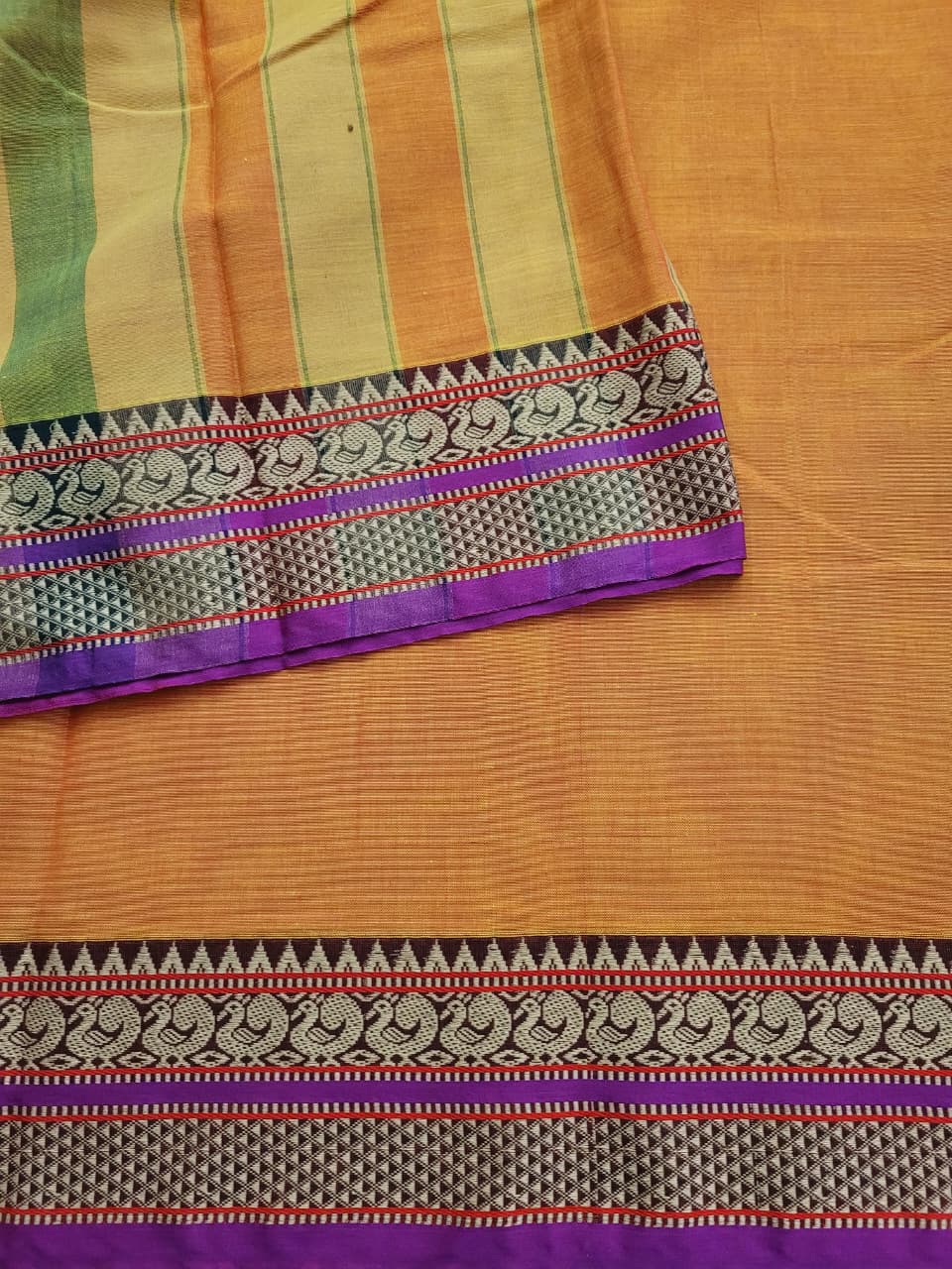 Orange Narayanpet Cotton Saree