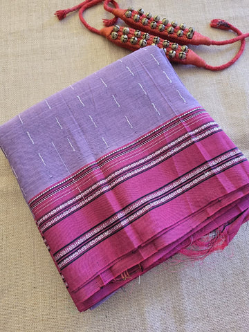 Lavender Ilkal Cotton Saree Silk Pallu