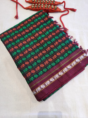 Multicolor HathiMor Khun Saree