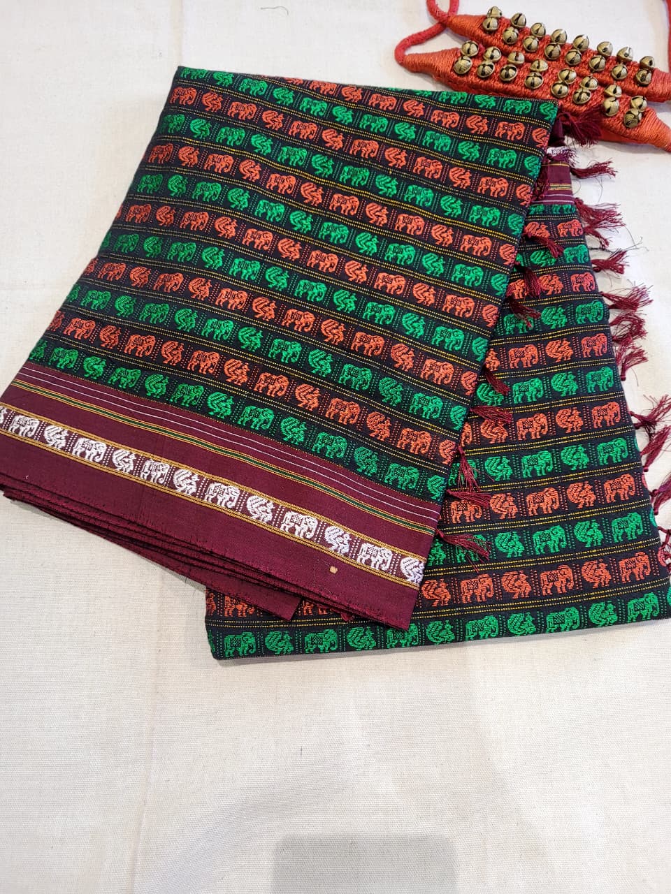 Multicolor HathiMor Khun Saree