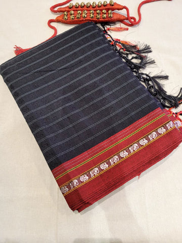 Black HathiMor Khun Saree