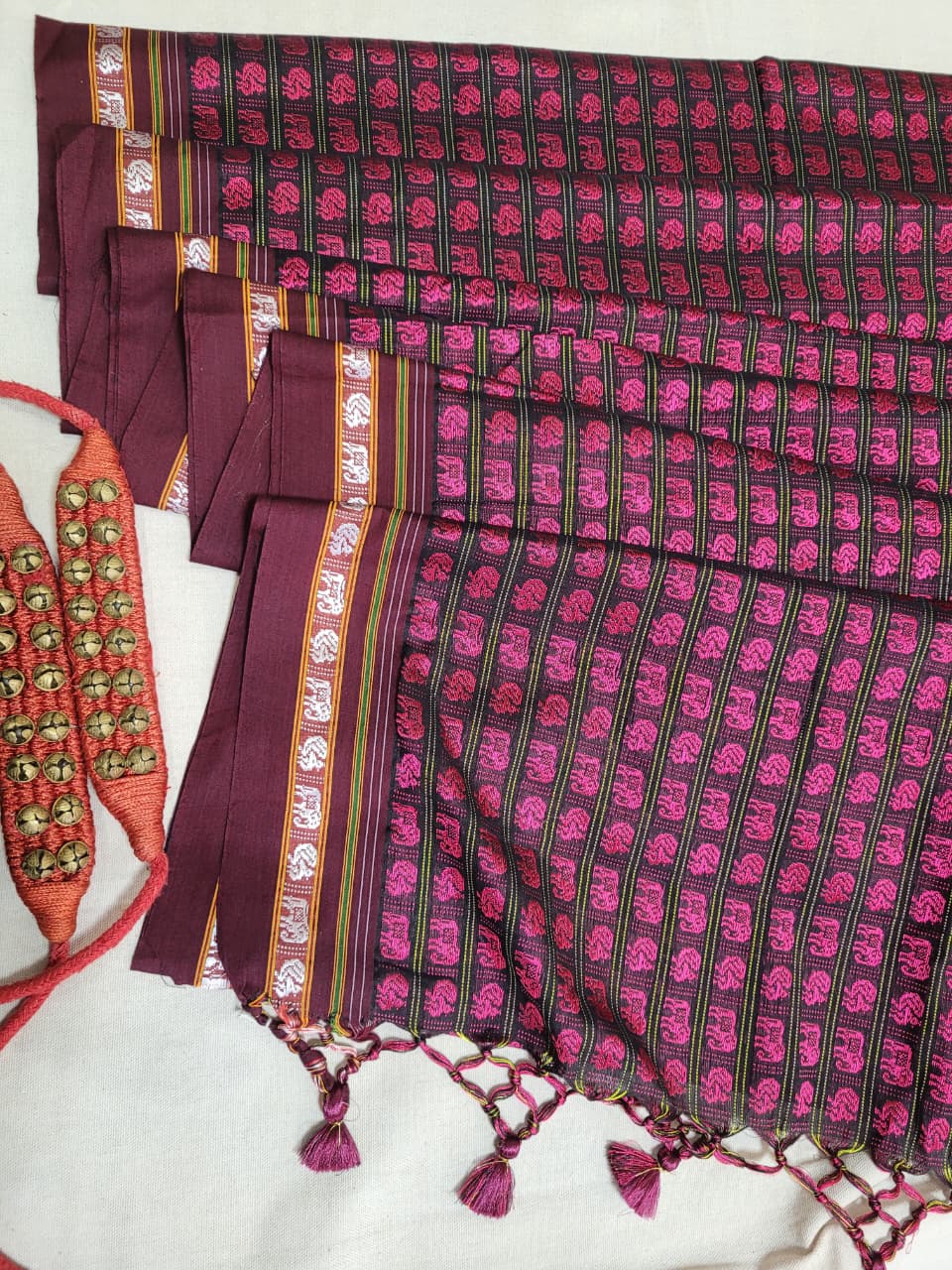 Pink HathiMor Khun Saree