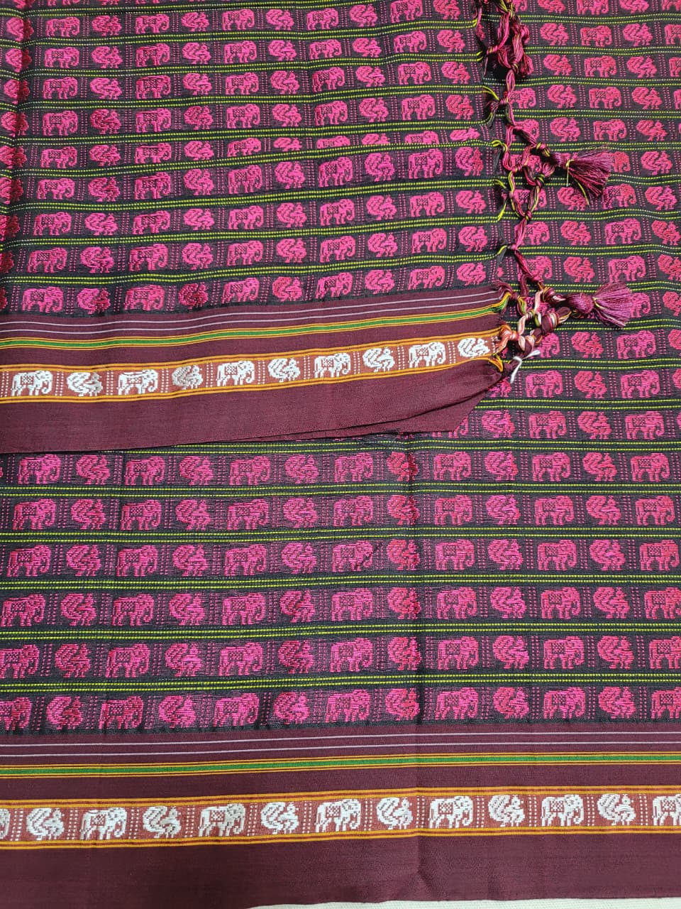 Pink HathiMor Khun Saree