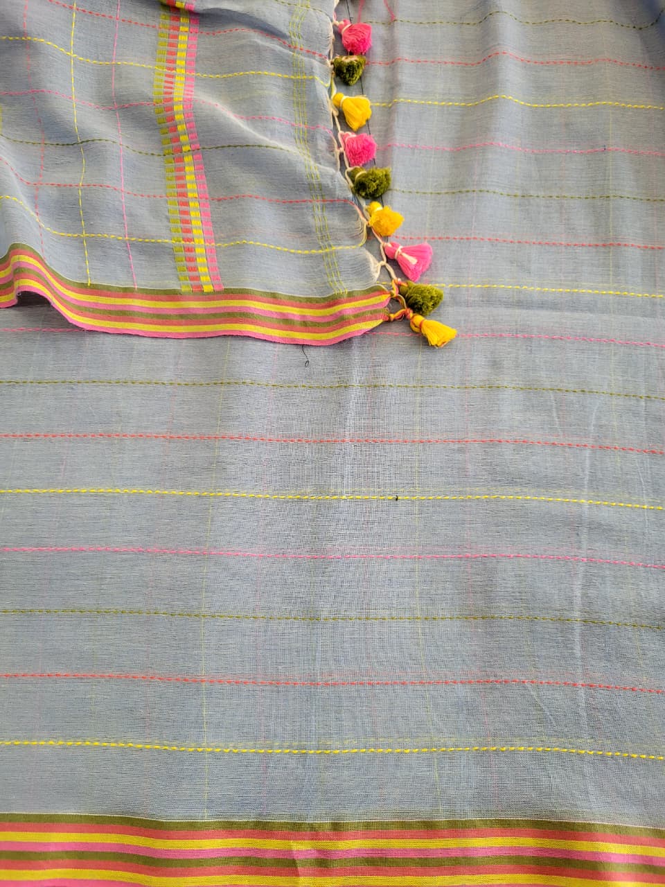 Blue2 Cotton Kantha Saree
