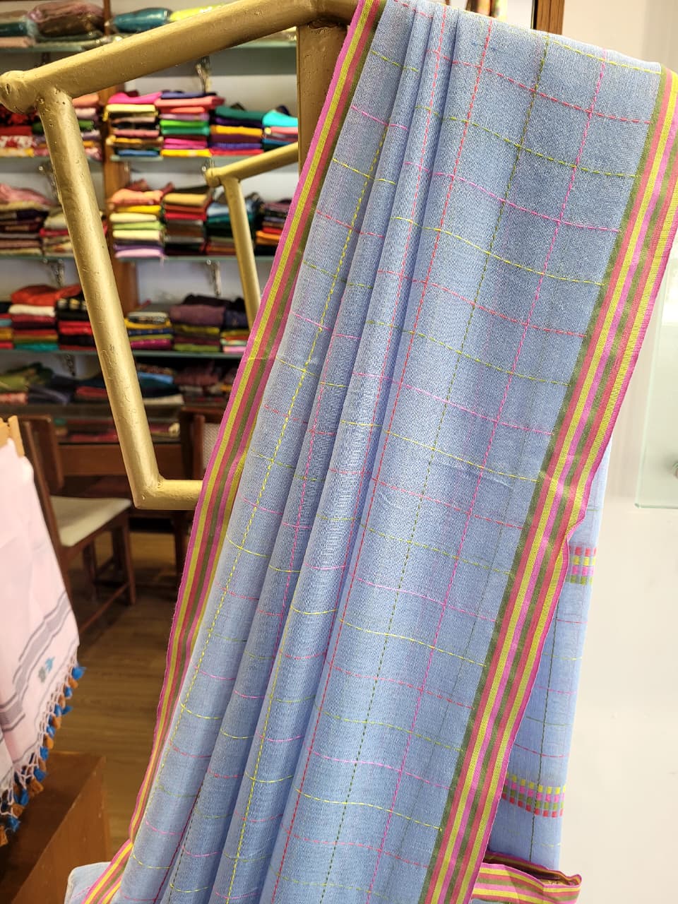 Blue2 Cotton Kantha Saree