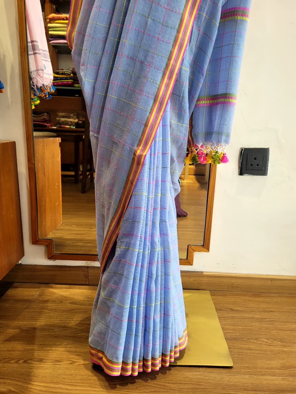 Blue2 Cotton Kantha Saree