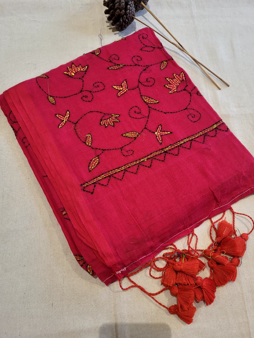 Pink Mul Kantha Saree