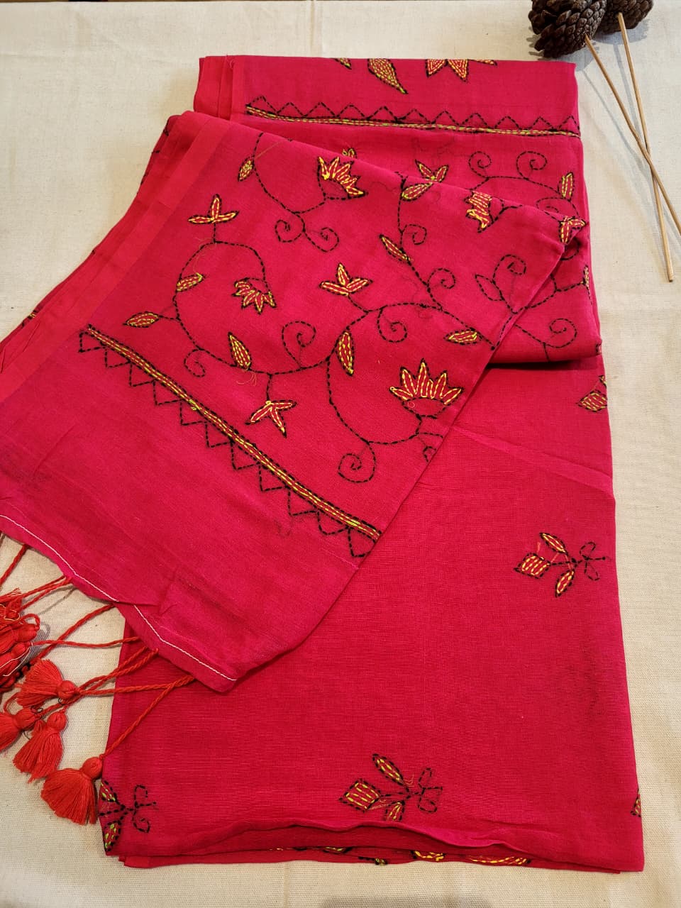 Pink Mul Kantha Saree