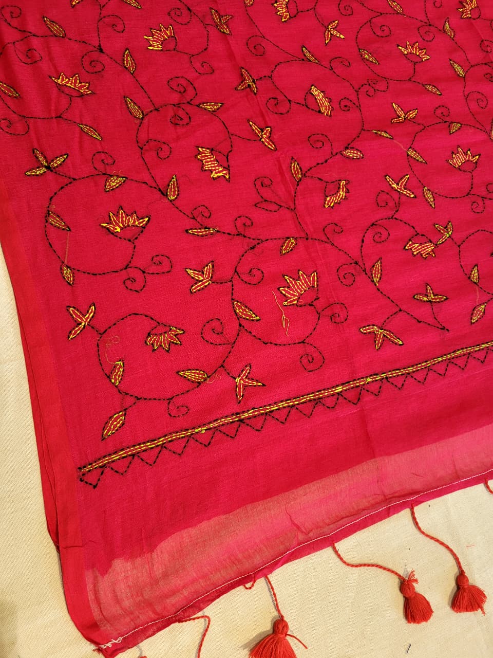 Pink Mul Kantha Saree