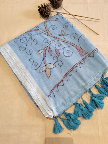 Blue Mul Kantha Saree