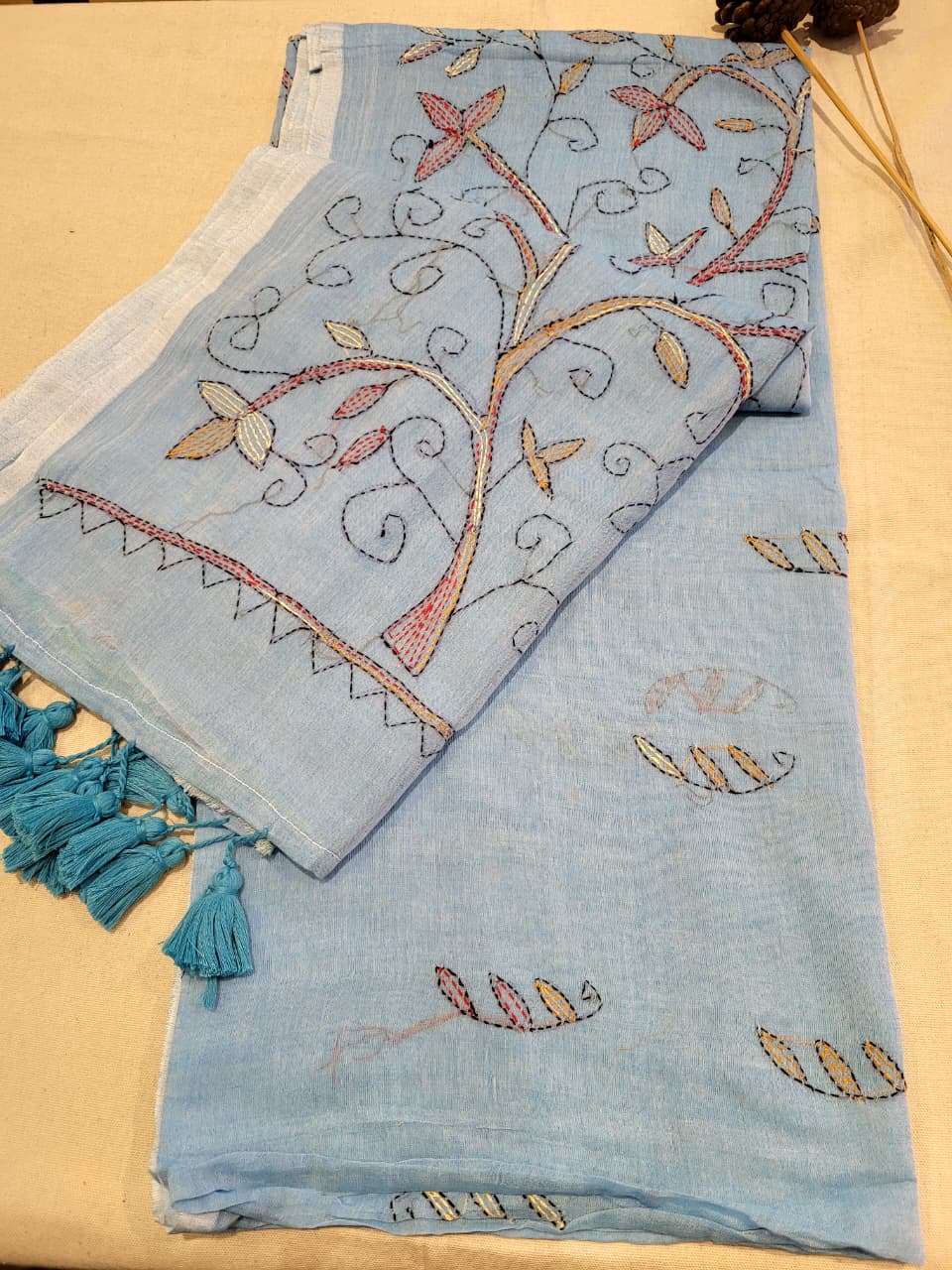 Blue Mul Kantha Saree