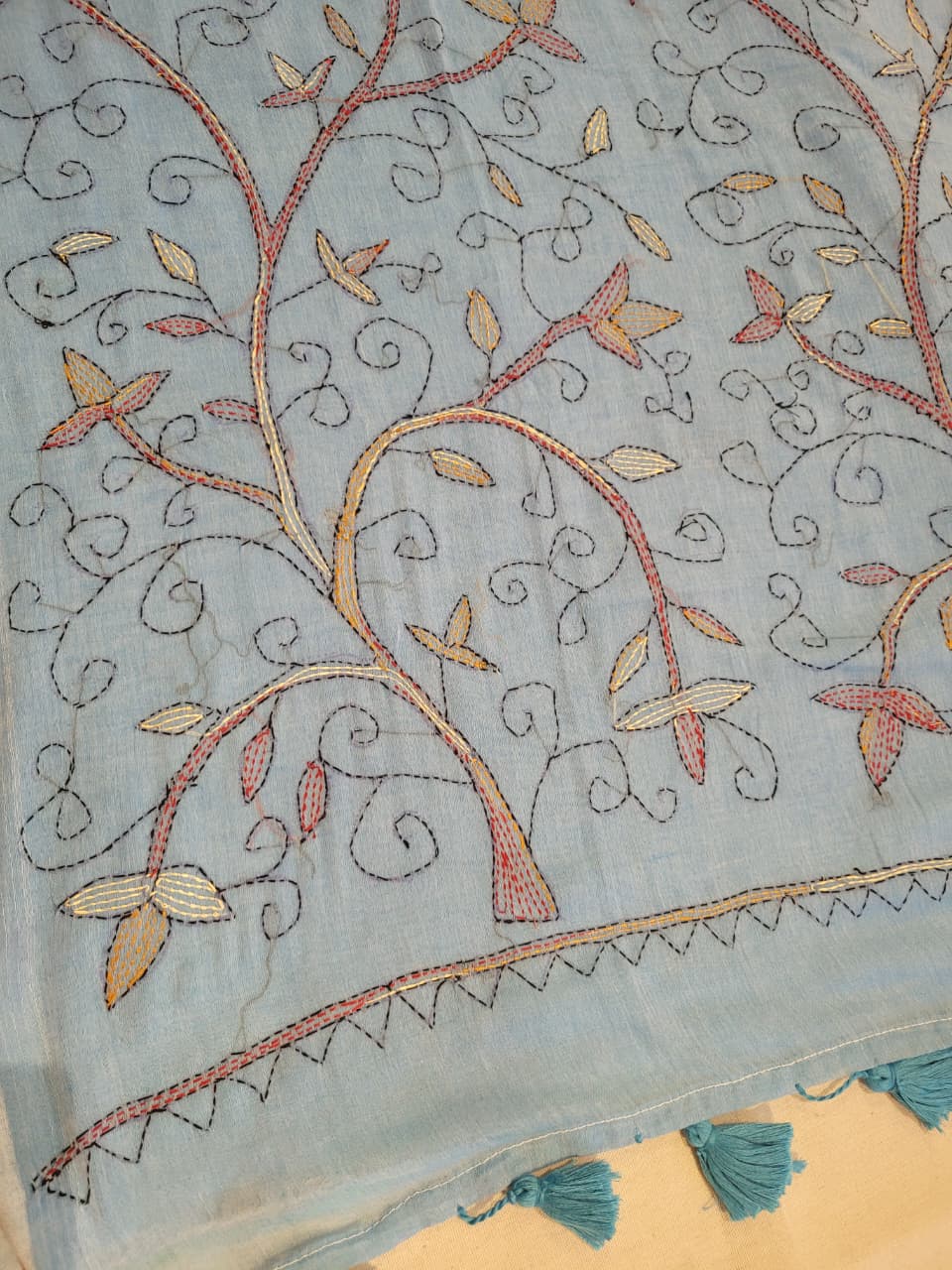 Blue Mul Kantha Saree