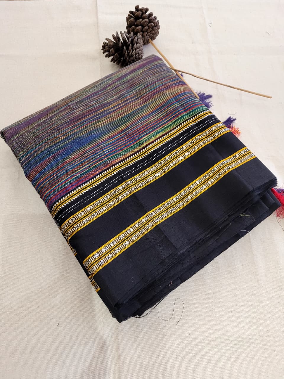 Multicolor Ilkal Cotton Saree Silk Pallu