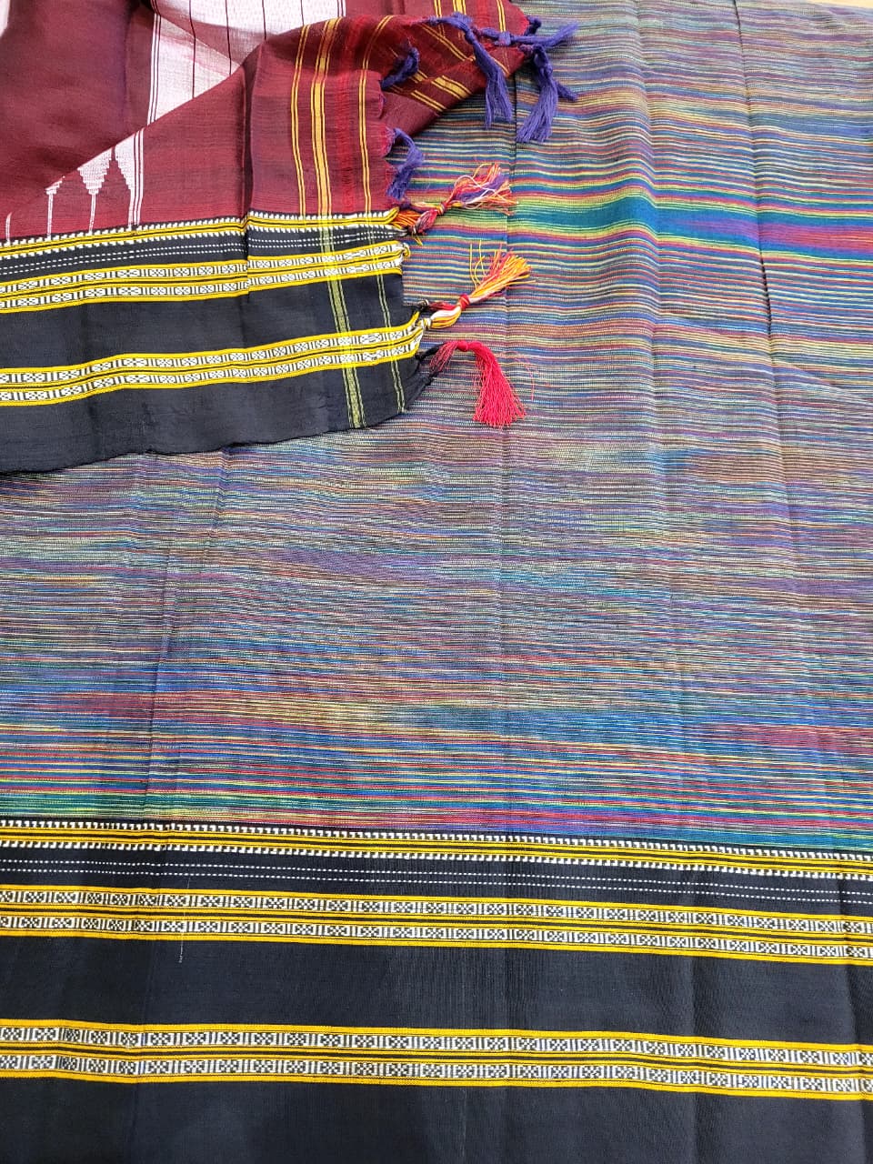 Multicolor Ilkal Cotton Saree Silk Pallu