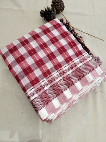 Checked ilkal Cotton Saree Silk Pallu