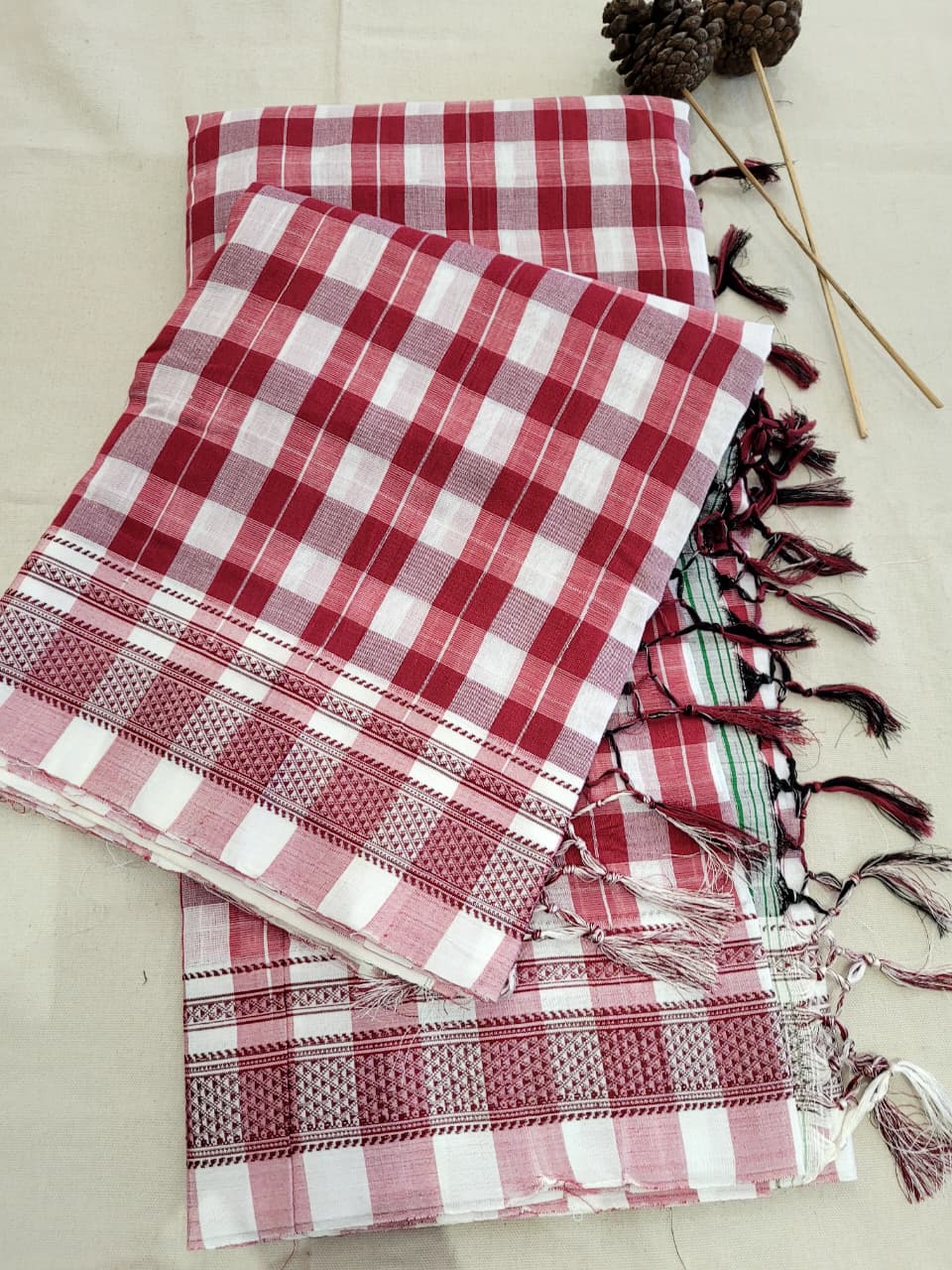 Checked ilkal Cotton Saree Silk Pallu