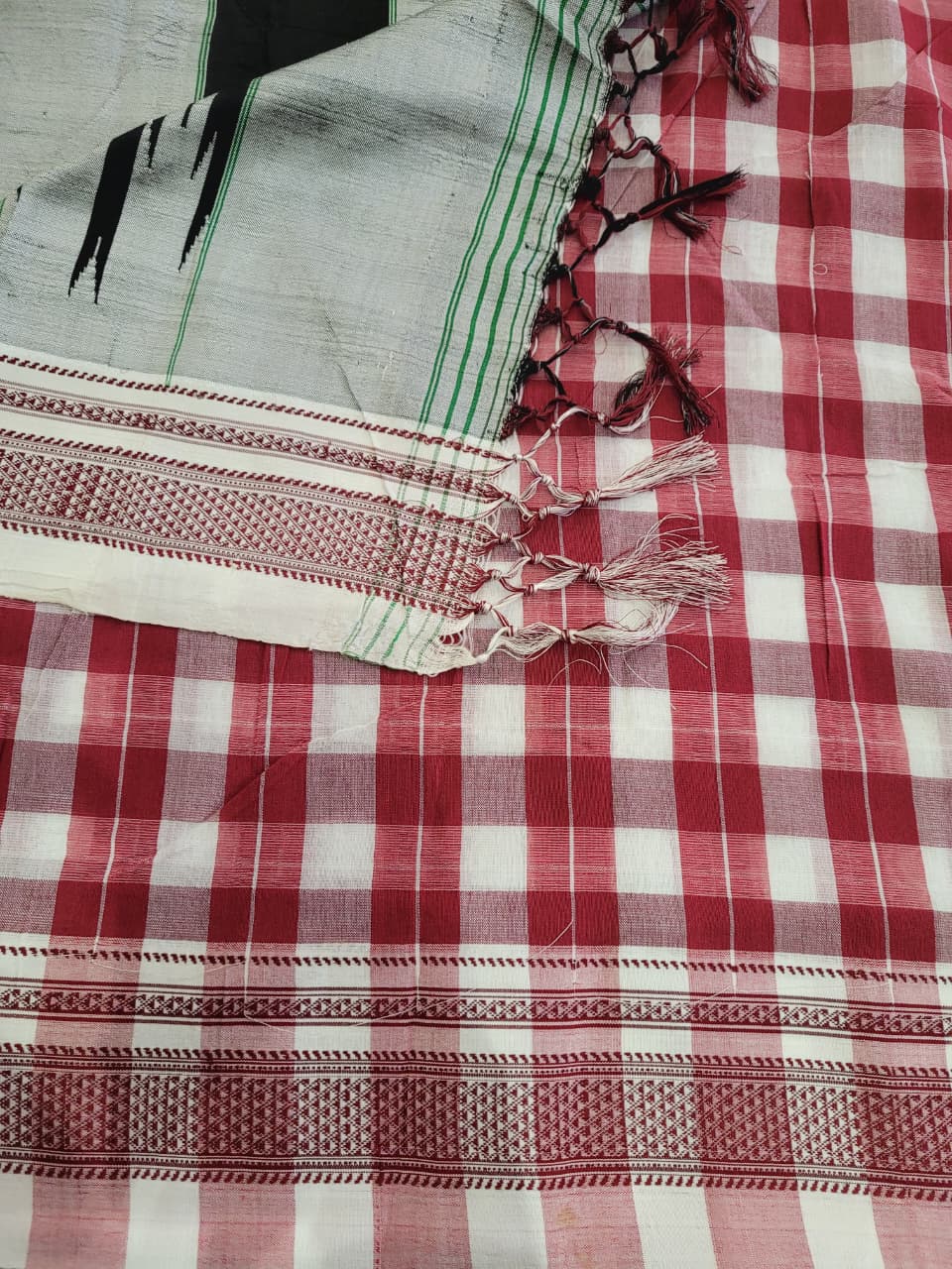 Checked ilkal Cotton Saree Silk Pallu