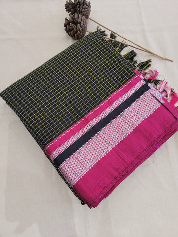 Green4 Ilkal Cotton Saree Silk Pallu