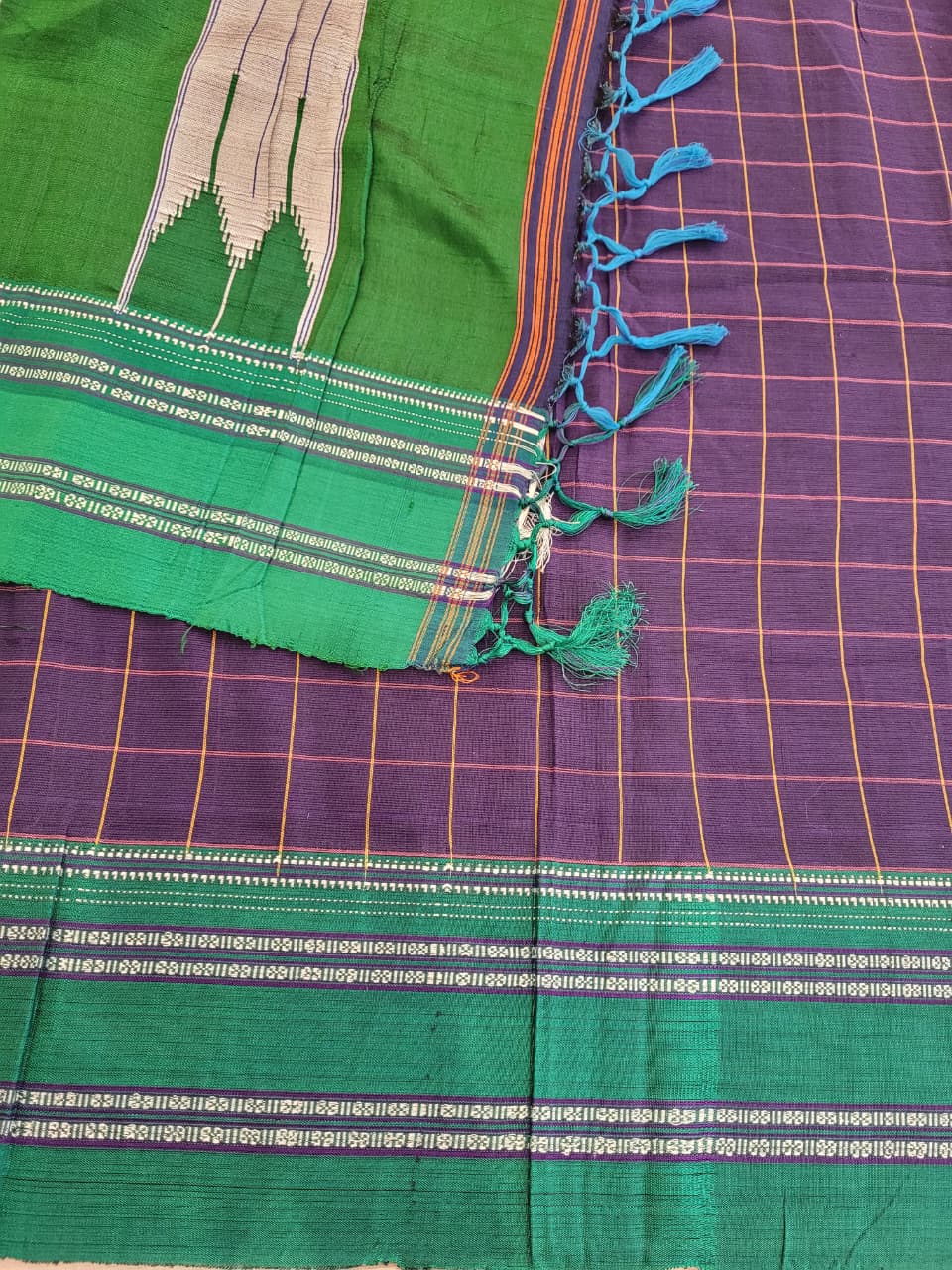 Purple Ilkal Cotton Saree Silk Pallu