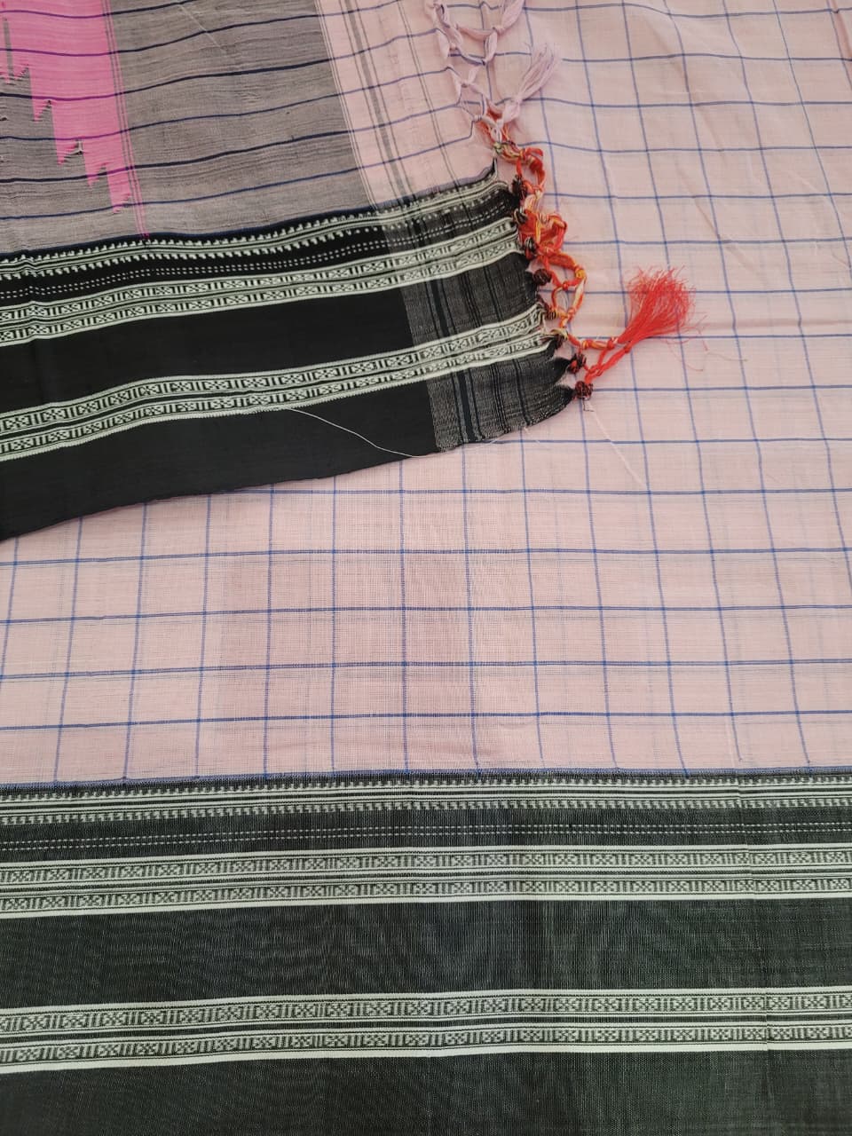 Pink Ilkal Cotton  Saree Silk Pallu
