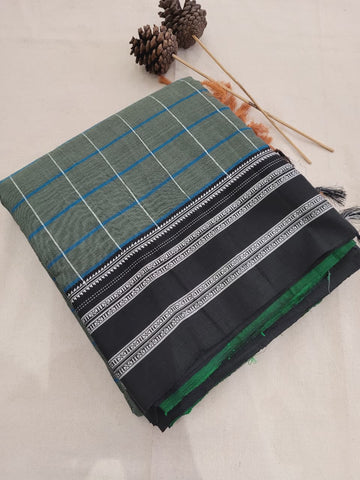Blue3 Ilkal Cotton Saree Silk Pallu