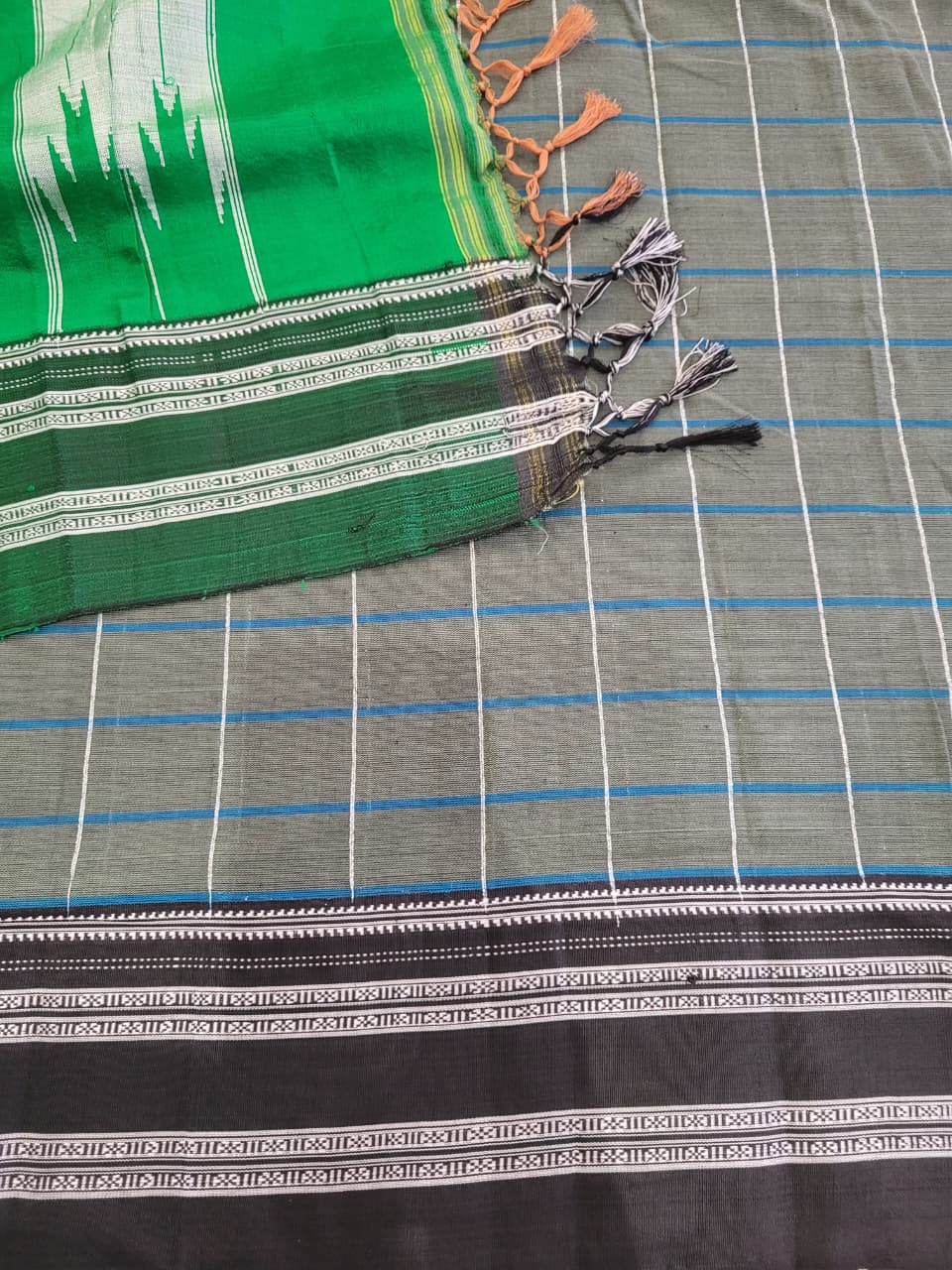 Blue3 Ilkal Cotton Saree Silk Pallu