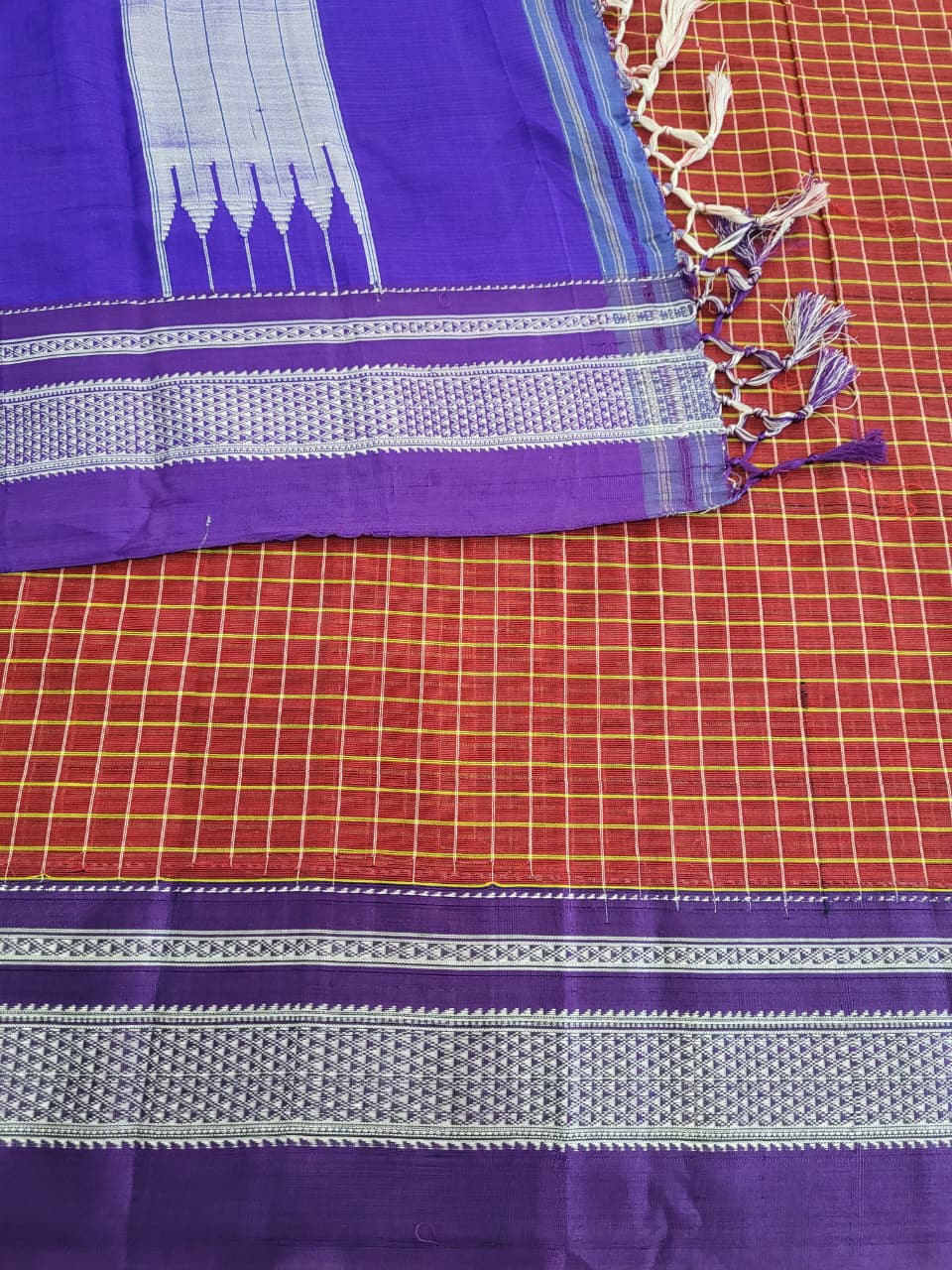 Orange Ilkal Cotton Saree Silk Pallu