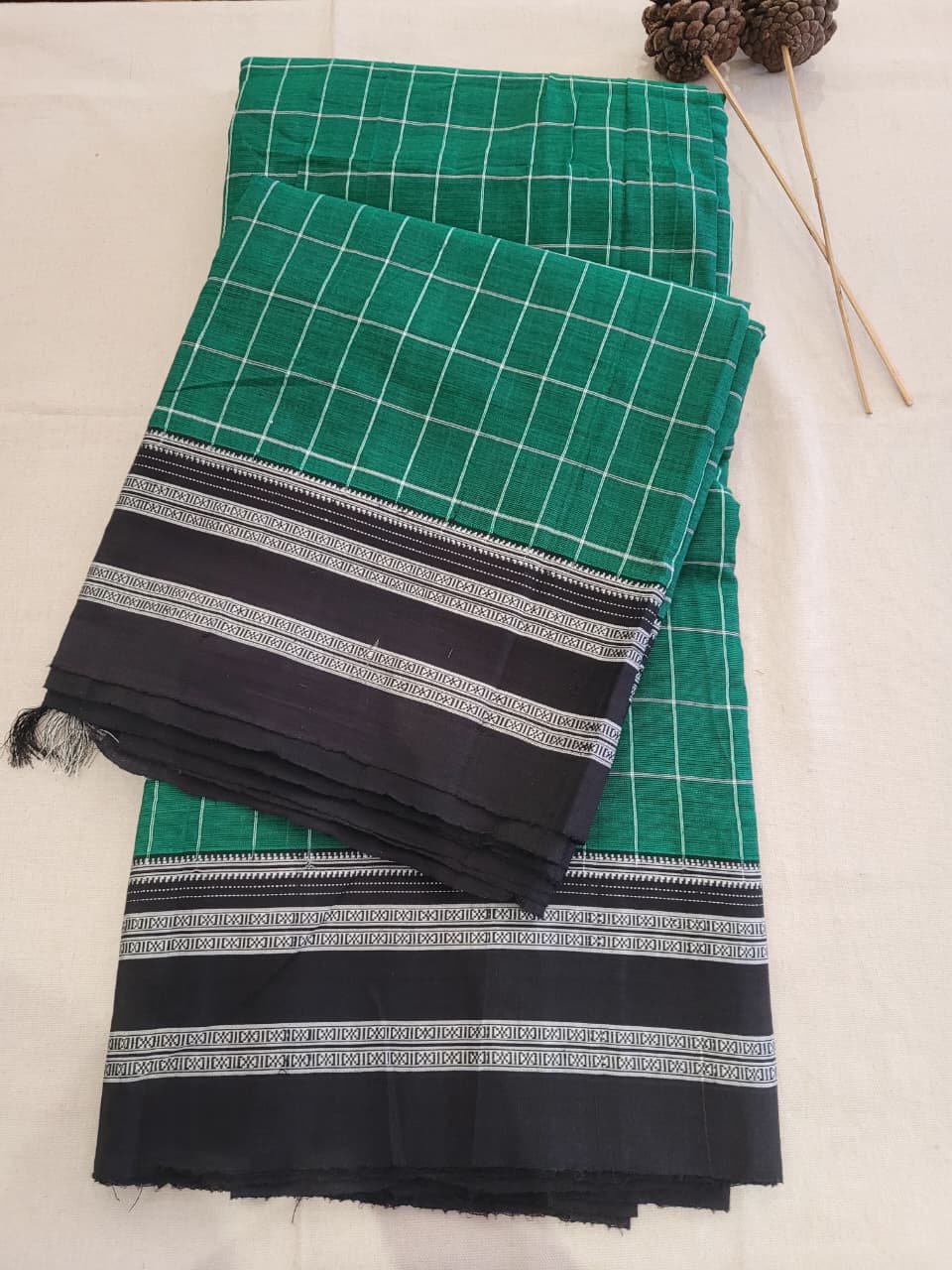 Green3 Ilkal Cotton Saree Silk Pallu