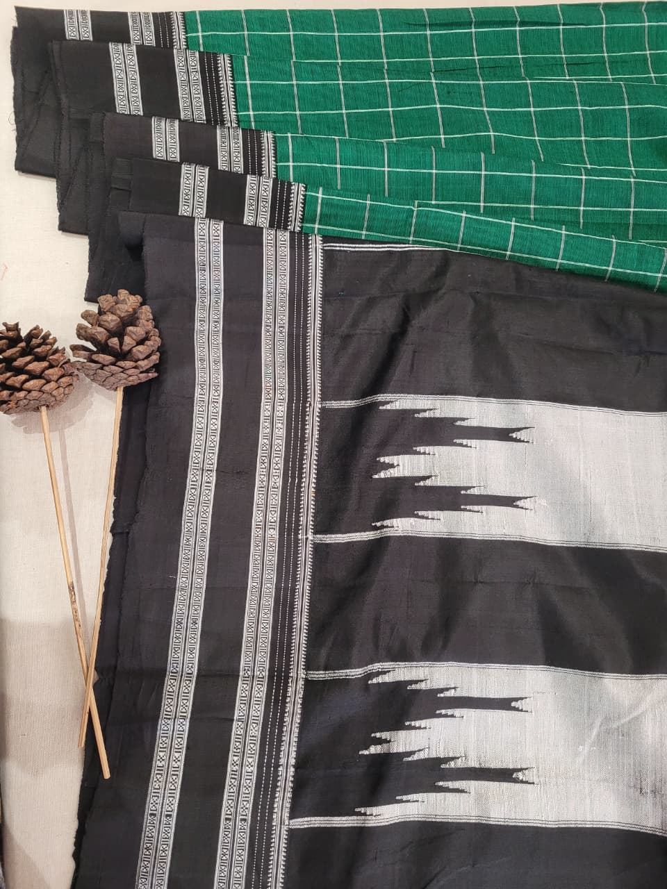 Green3 Ilkal Cotton Saree Silk Pallu