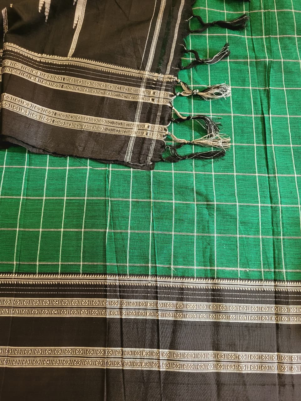 Green3 Ilkal Cotton Saree Silk Pallu