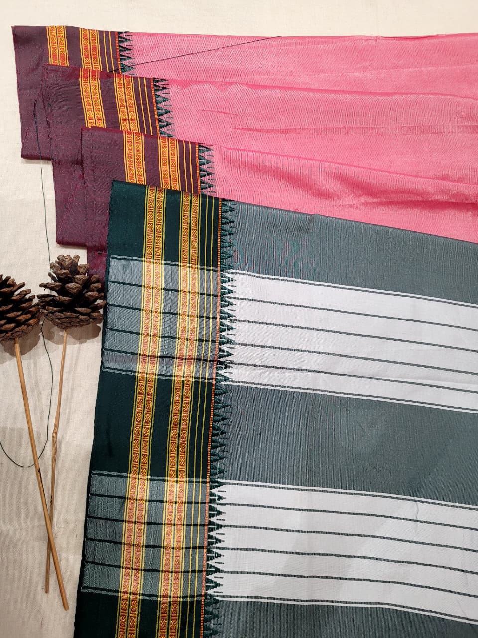 Pink Ilkal cotton  Saree