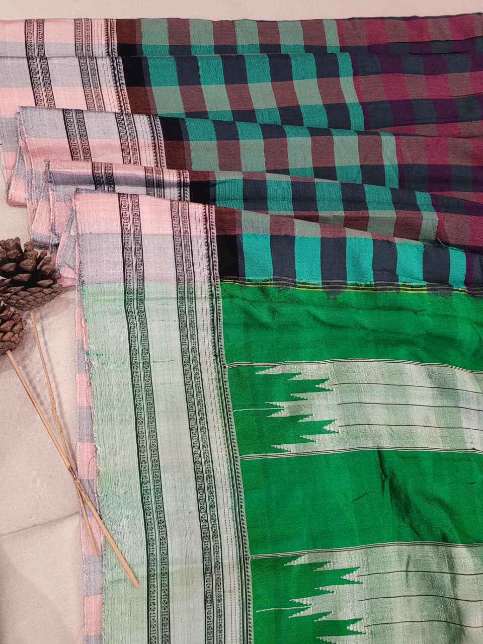 Green Ilkal cotton  Saree