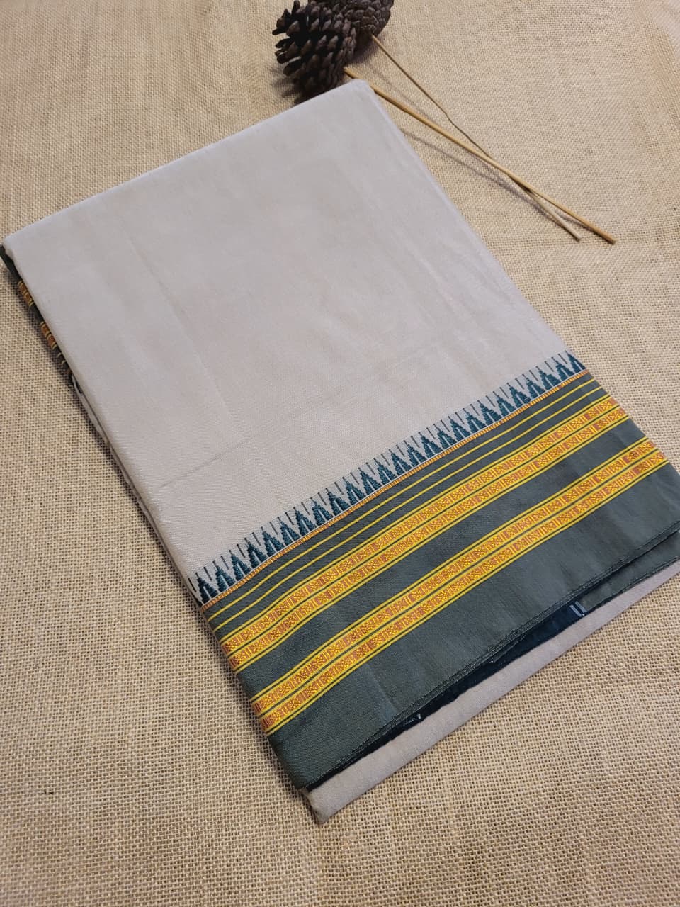 White Ilkal cotton  Saree