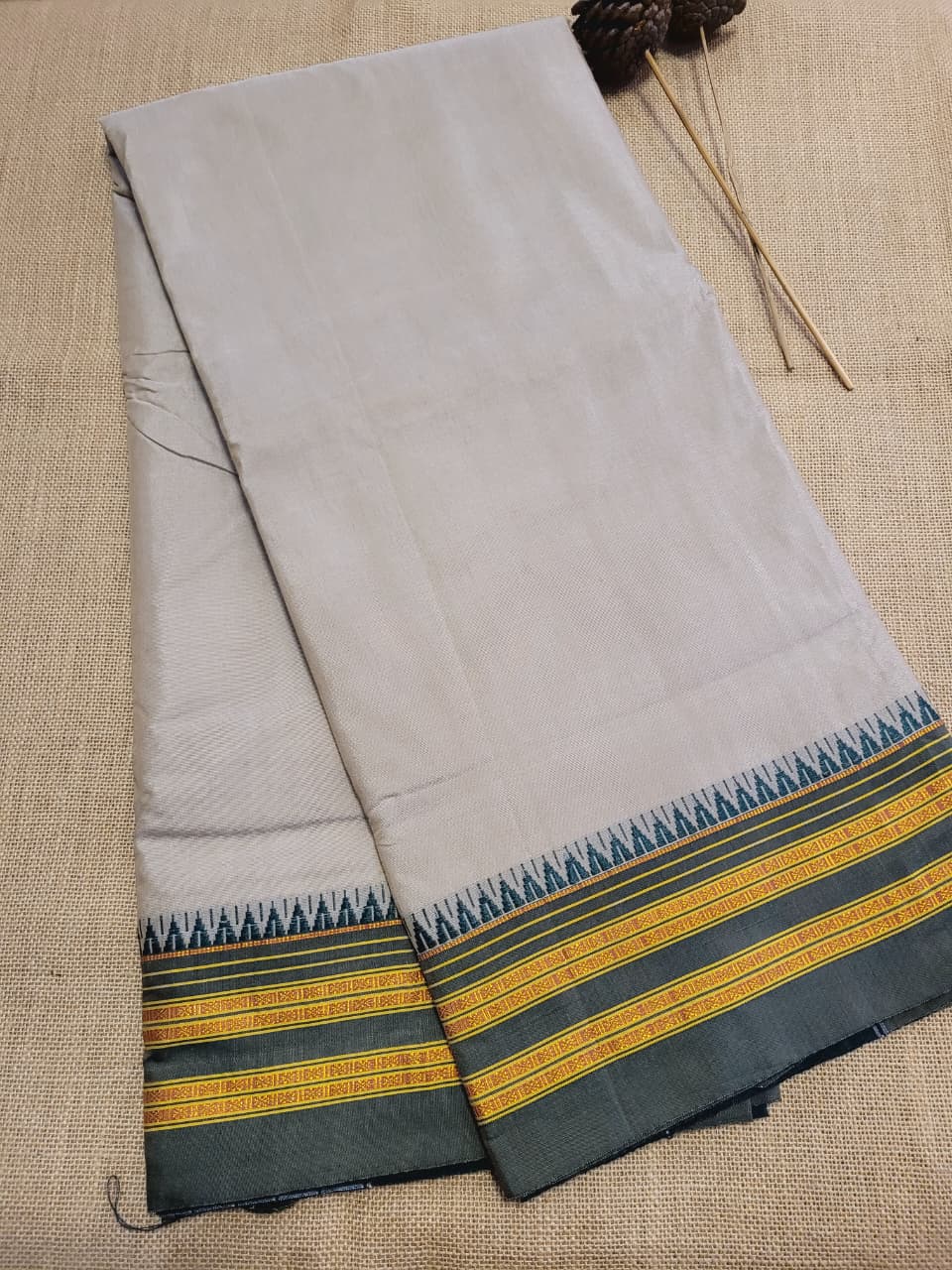 White Ilkal cotton  Saree