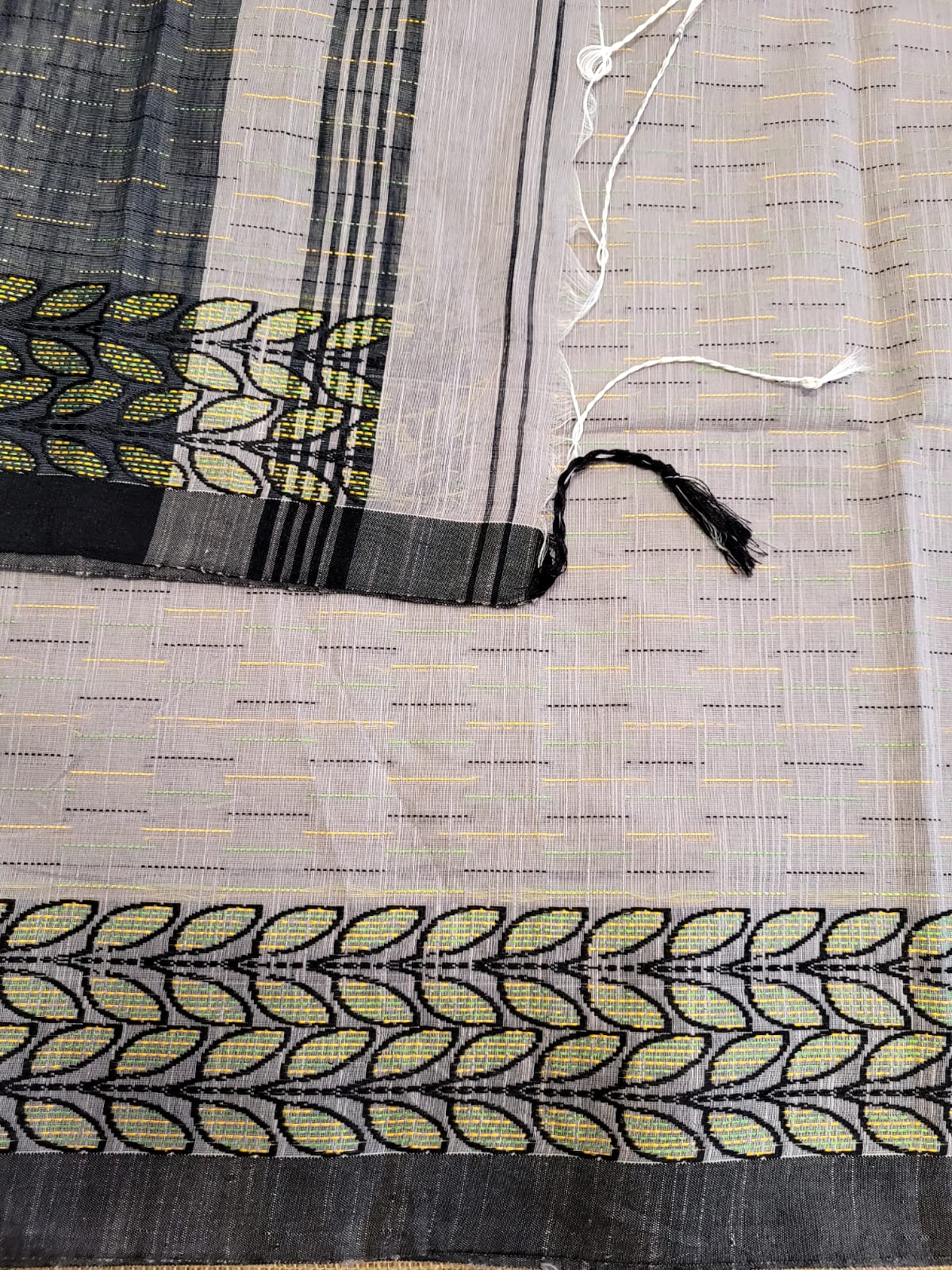 Grey Cotton Kantha Saree