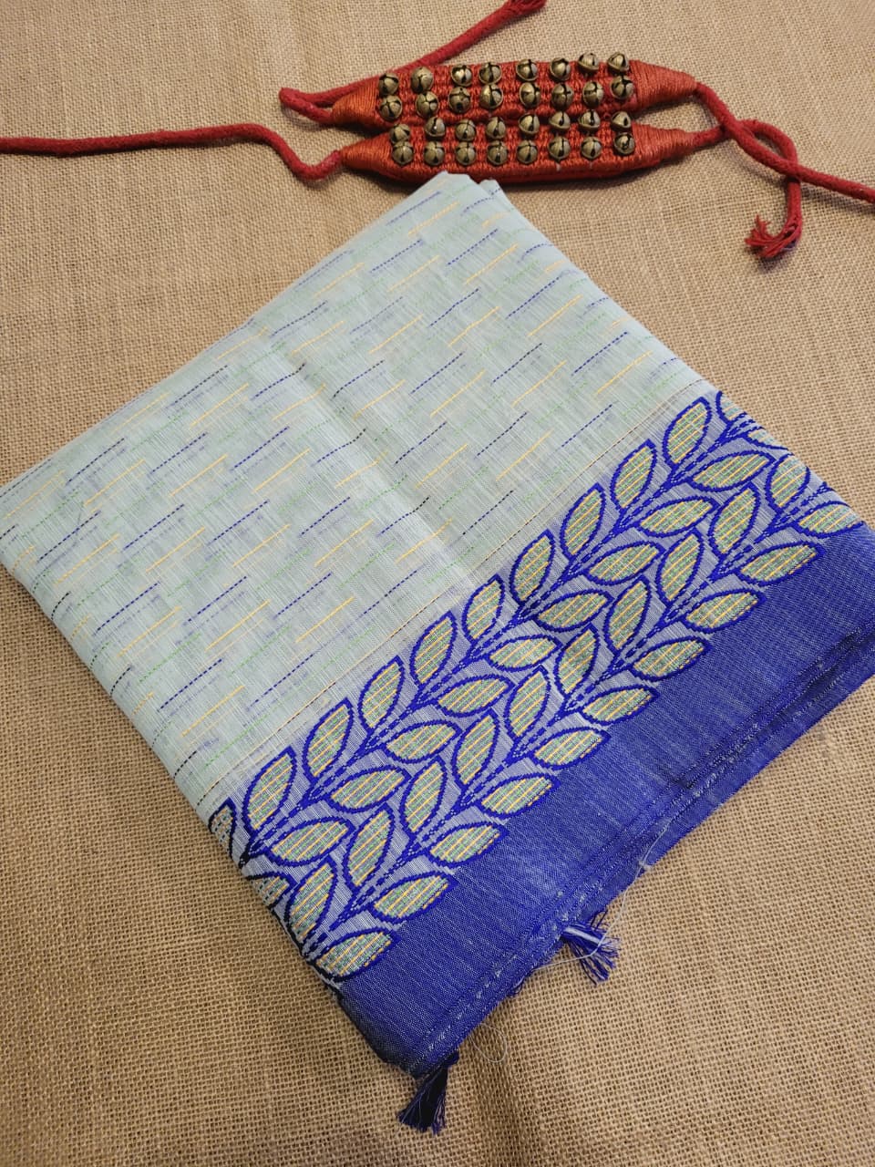 Blue Cotton Kantha Saree