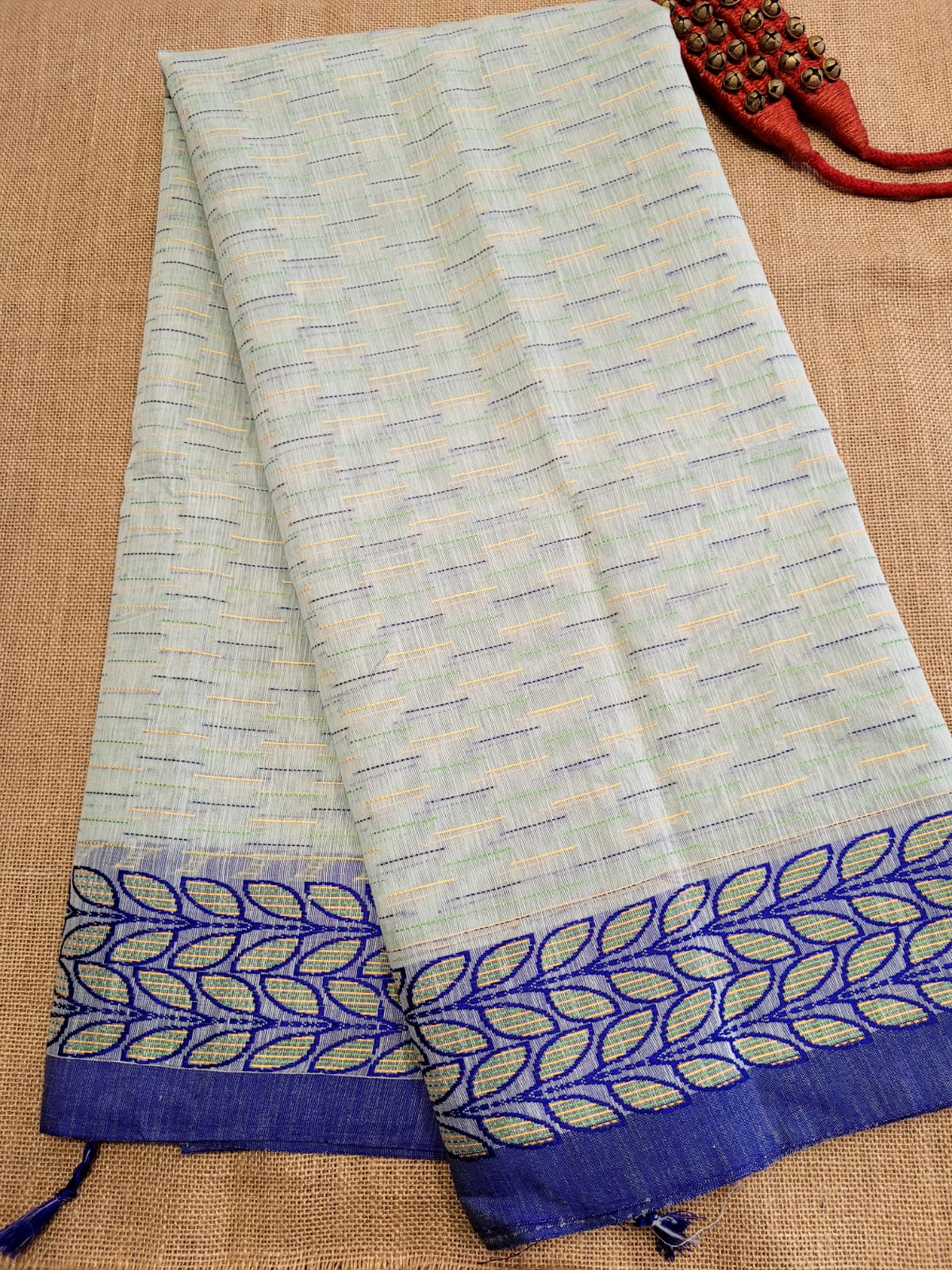 Blue Cotton Kantha Saree