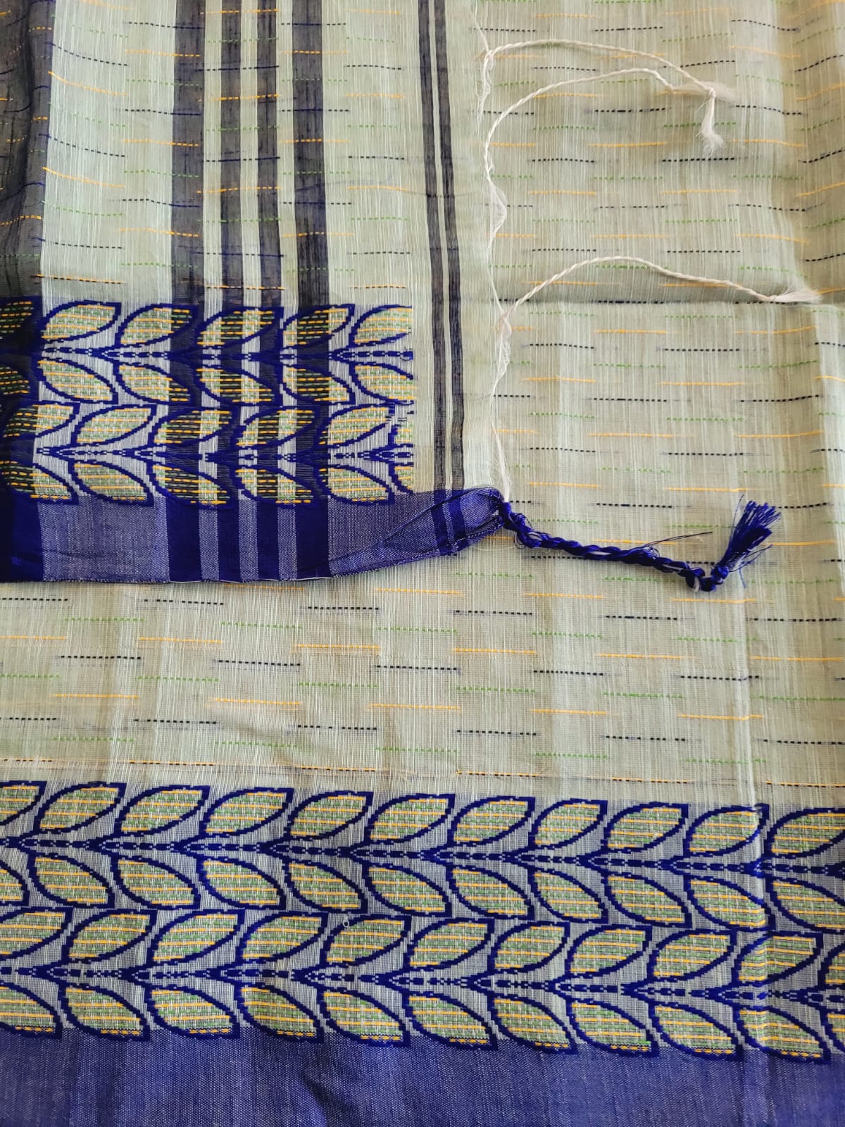 Blue Cotton Kantha Saree