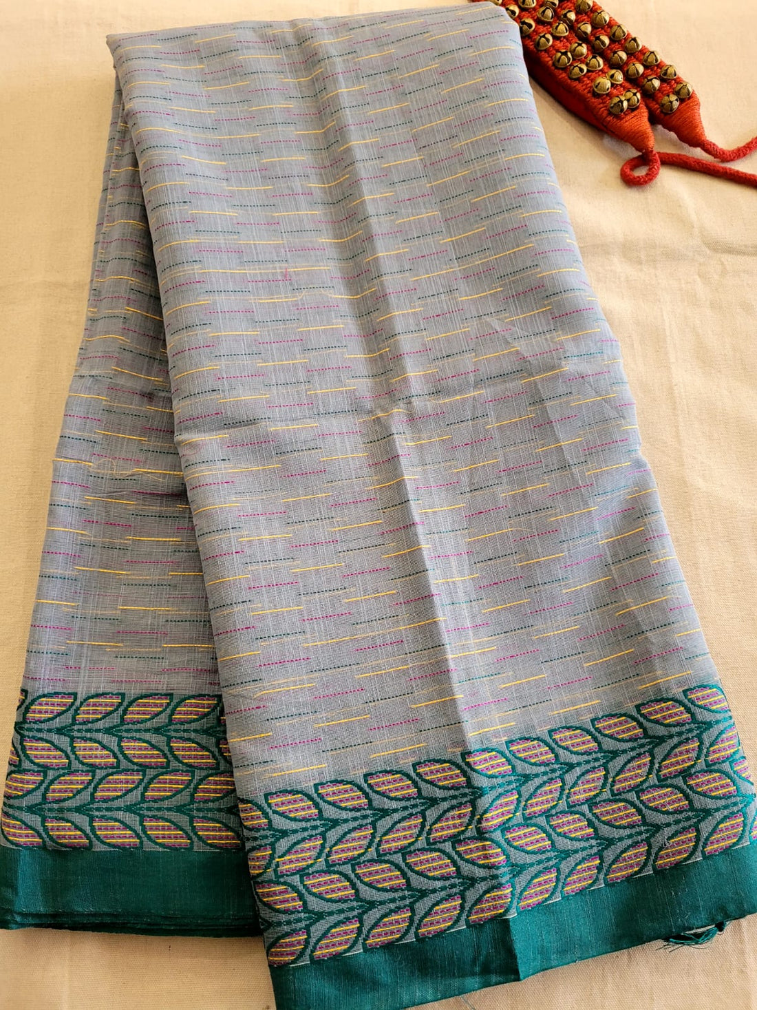 Green Cotton Kantha Saree